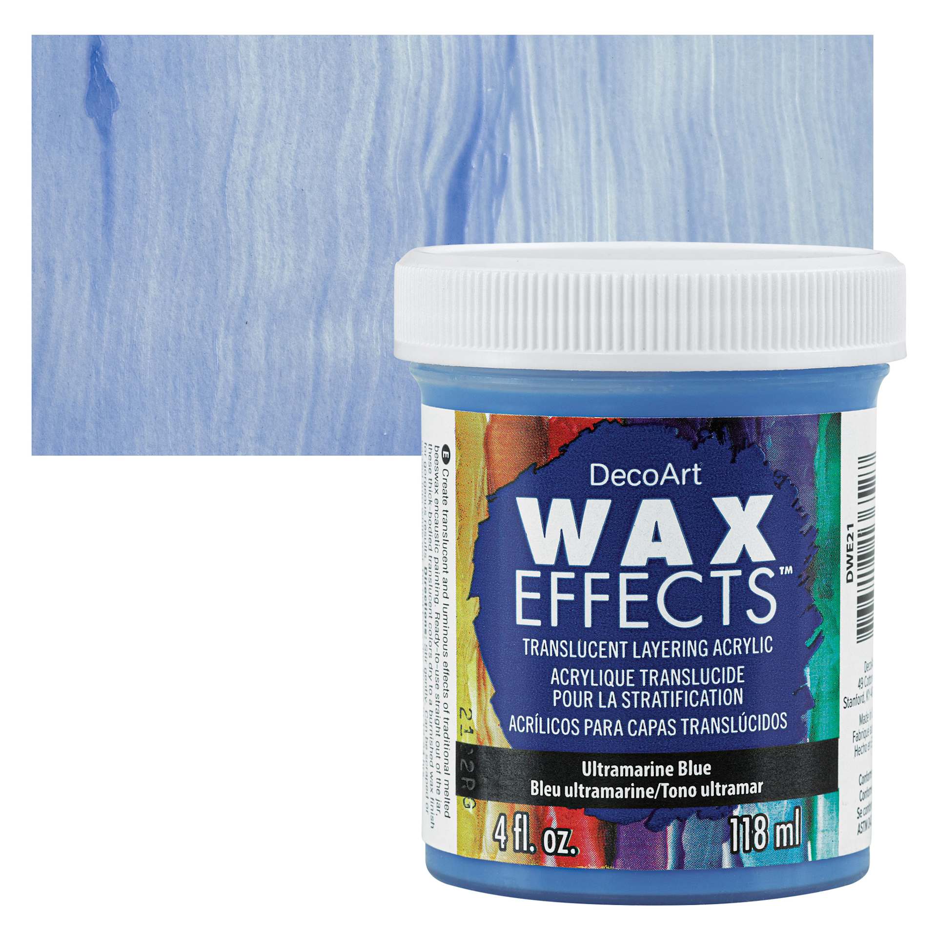 DecoArt Wax Effects Acrylic Paint - Ultramarine Blue, 4 oz Jar and swatch