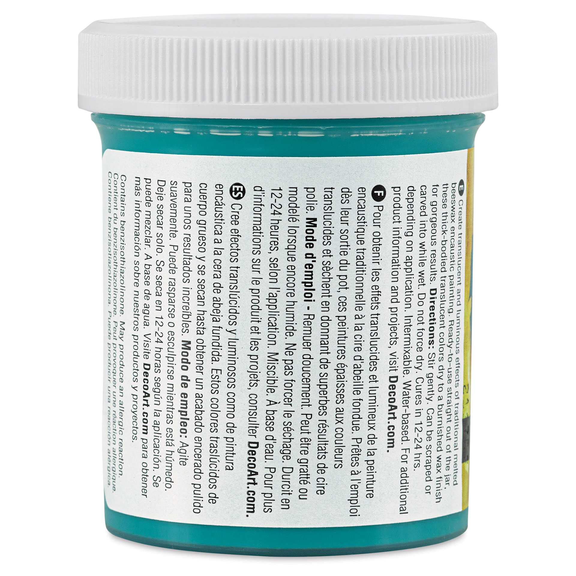 DecoArt Wax Effects Acrylic Paint - Cobalt Turquoise, 4 oz Jar (Back)