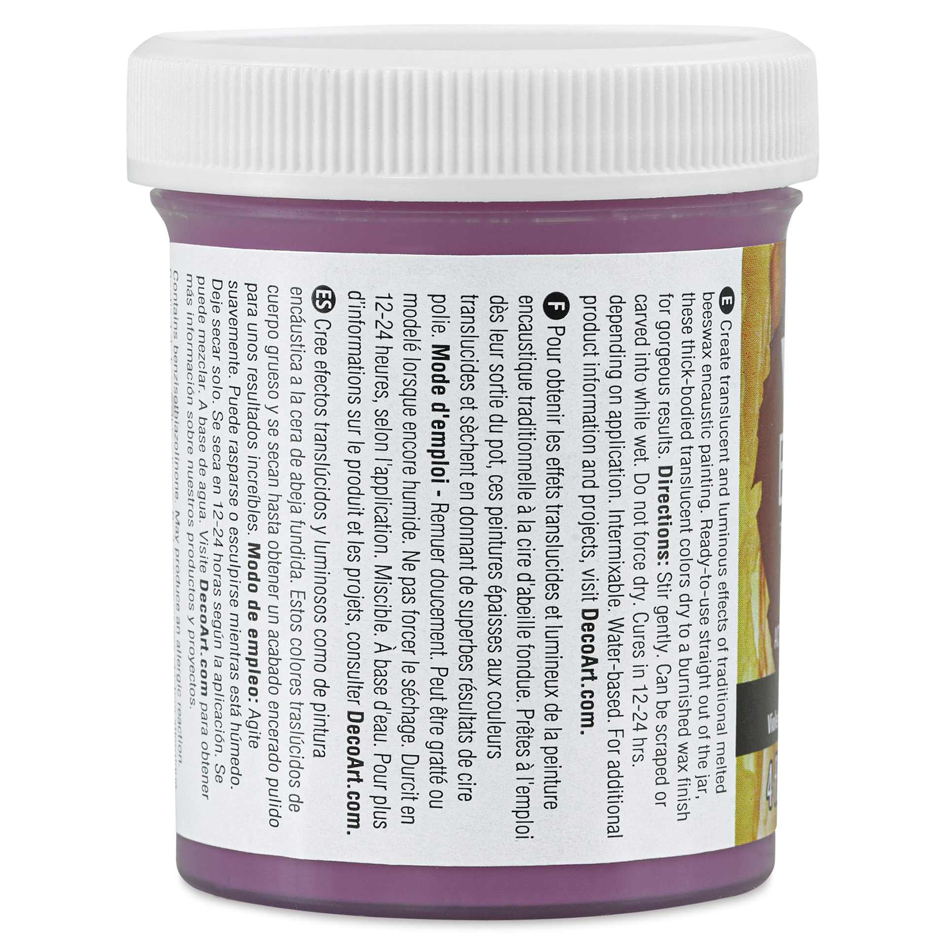 DecoArt Wax Effects Acrylic Paint - Quinacridone Violet, 4 oz Jar (Back)