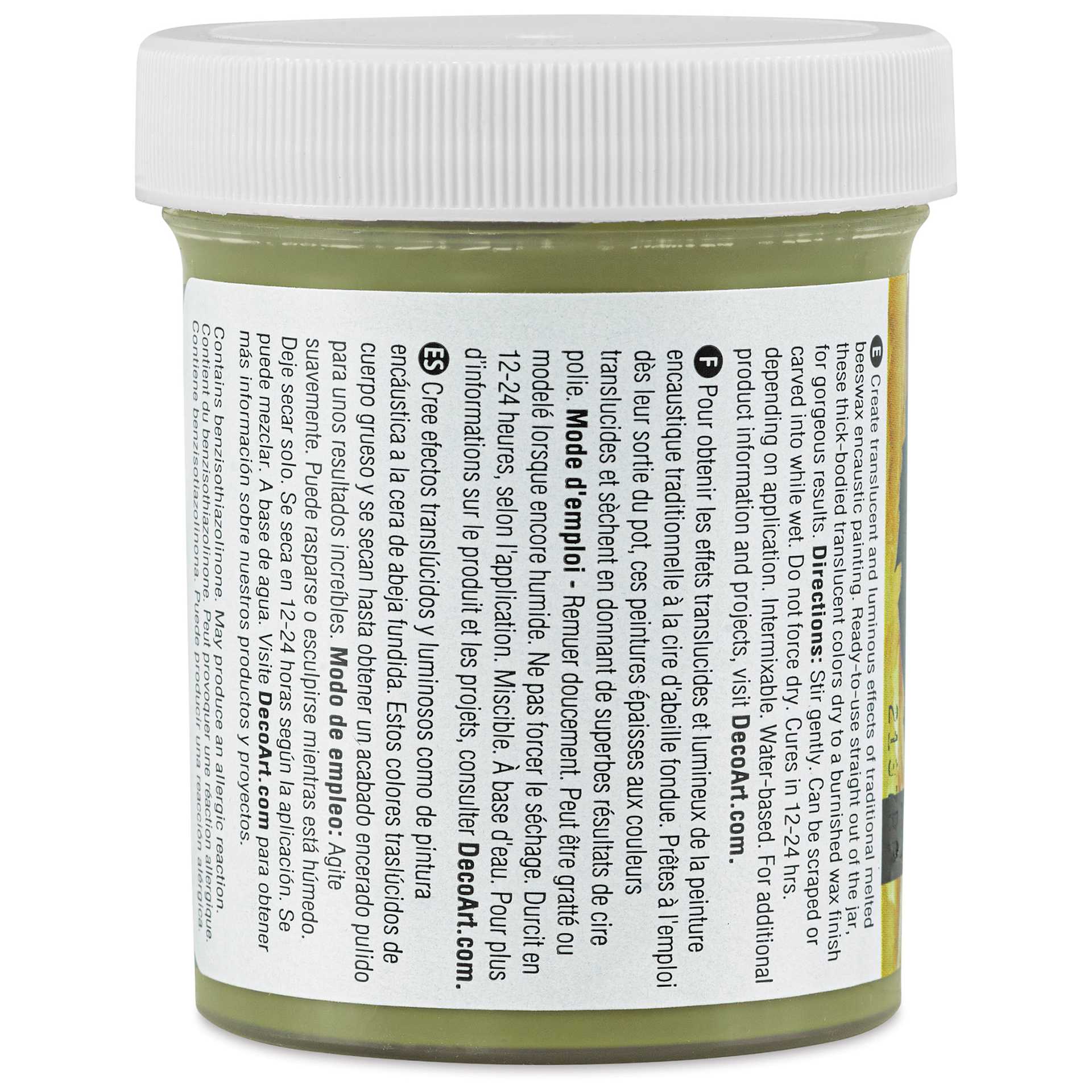 DecoArt Wax Effects Acrylic Paint - Sap Green, 4 oz Jar (Back)