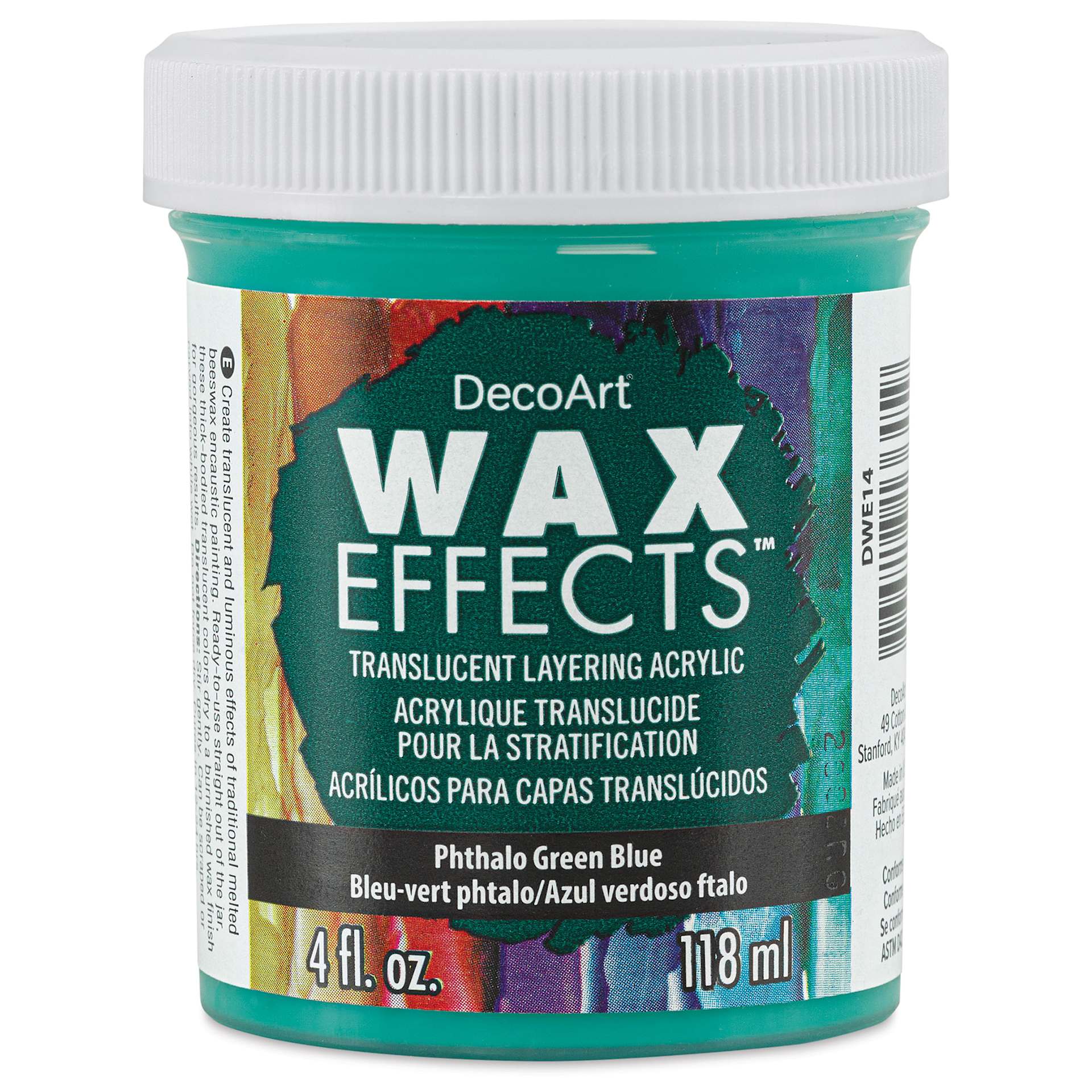 DecoArt Wax Effects Acrylic Paint - Phthalo Green Blue, 4 oz Jar (Front)