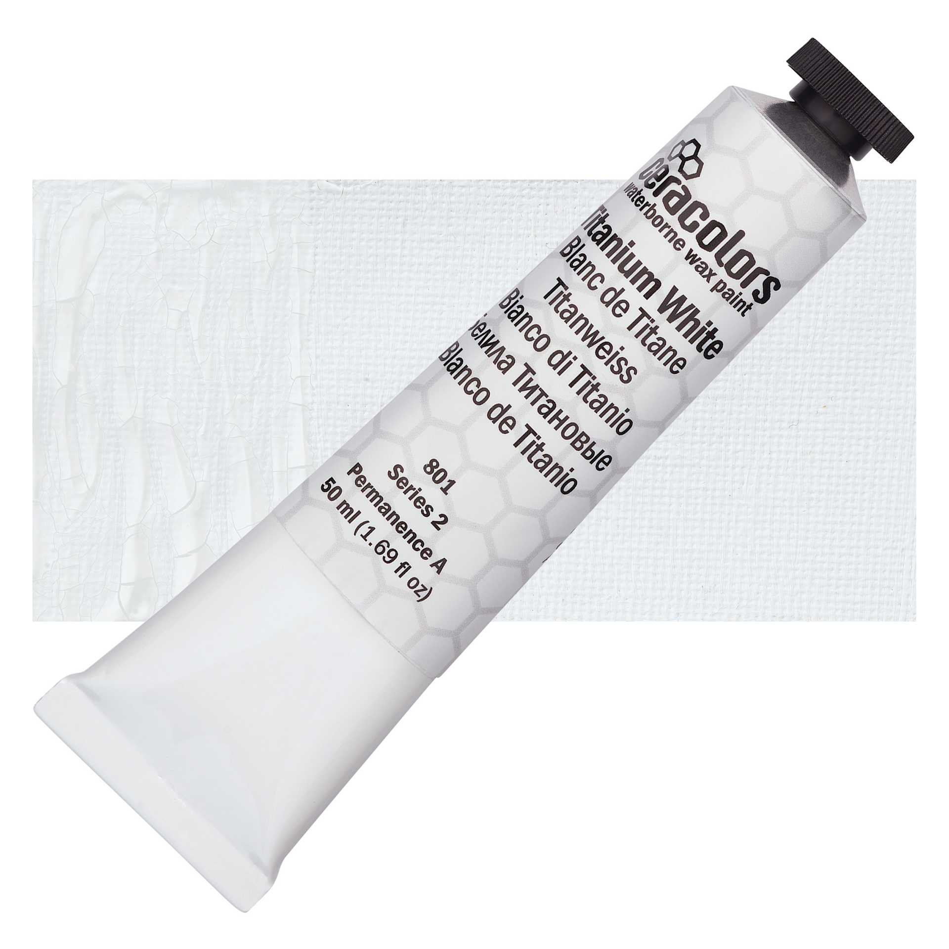 Ceracolors Waterborne Wax Paint - Titanium White - Tube and Swatch