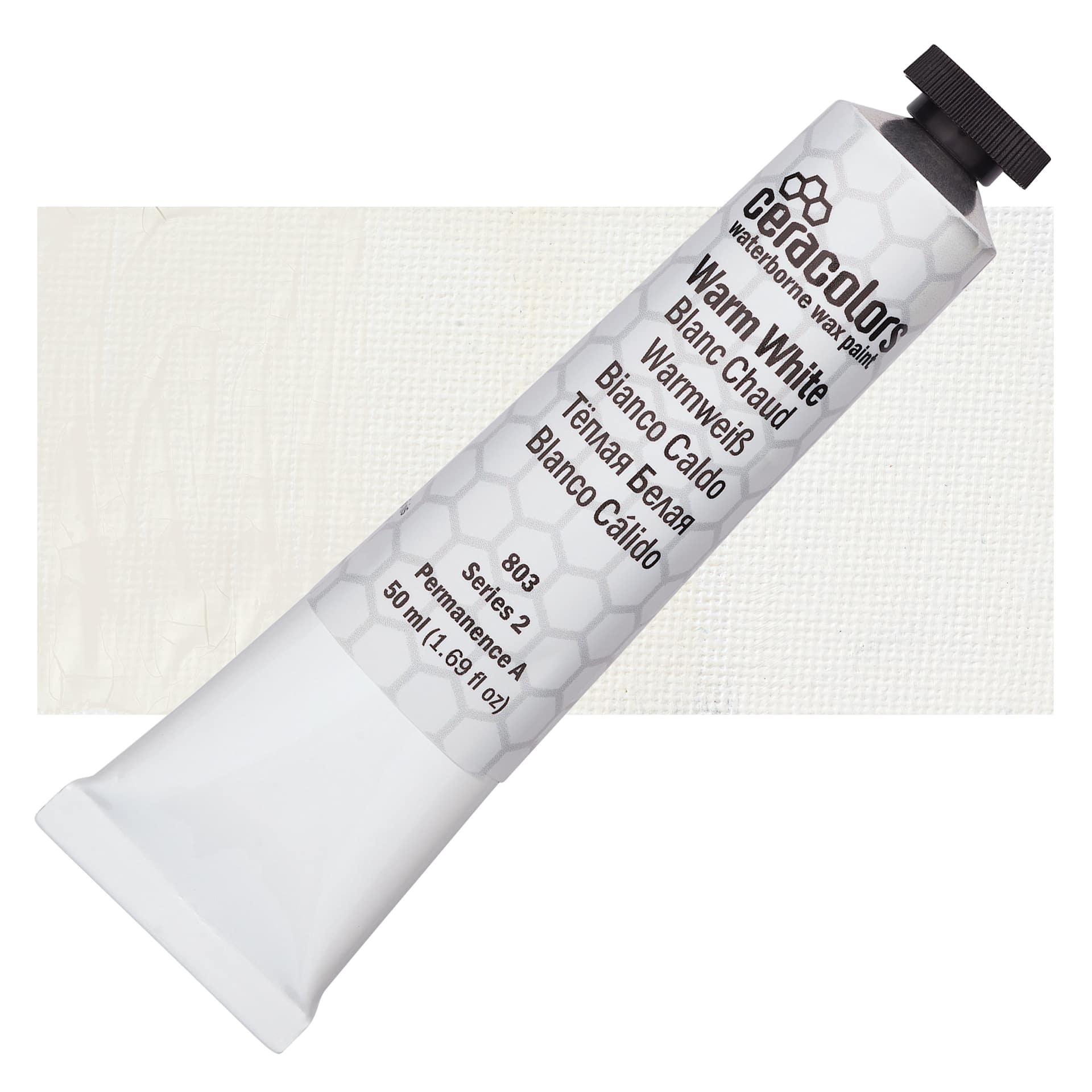 Ceracolors Waterborne Wax Paint - Warm White - Tube and Swatch