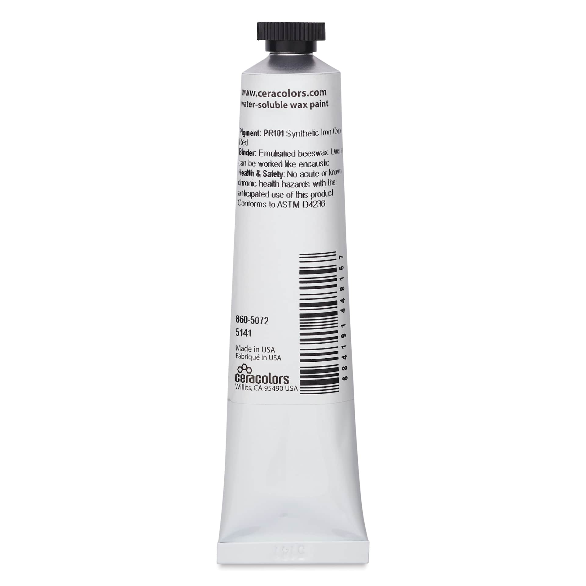 Ceracolors Waterborne Wax Paint - Mars Crimson, 50 ml - back