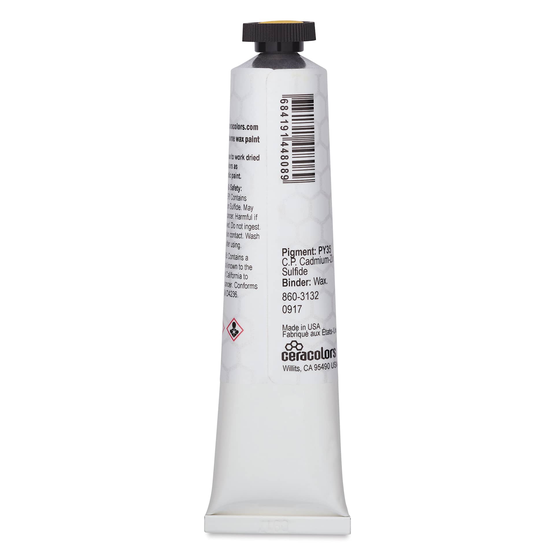 Ceracolors Waterborne Wax Paint - Cadmium Yellow Deep, 50 ml - back