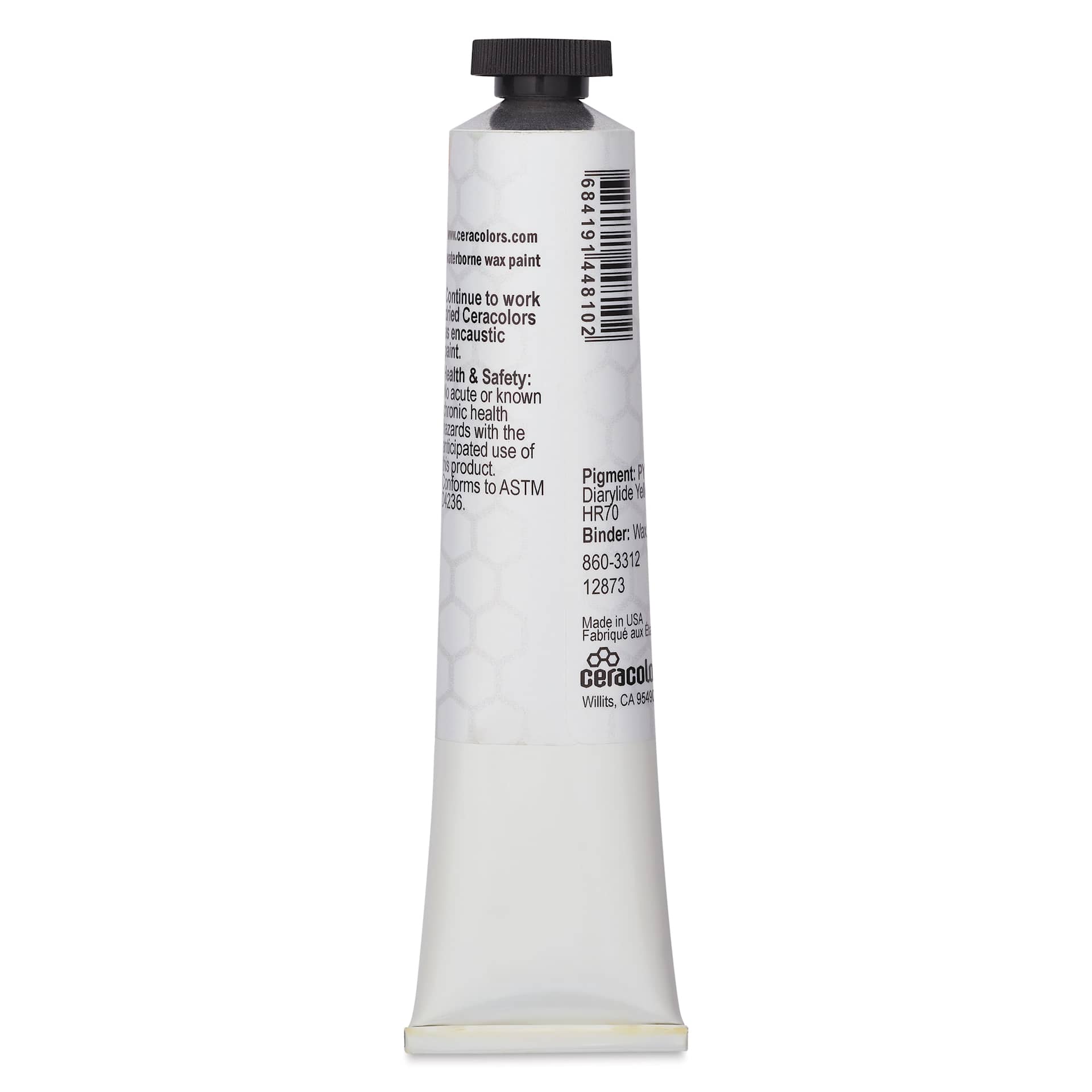 Ceracolors Waterborne Wax Paint - Diarylide Yellow, 50 ml - back