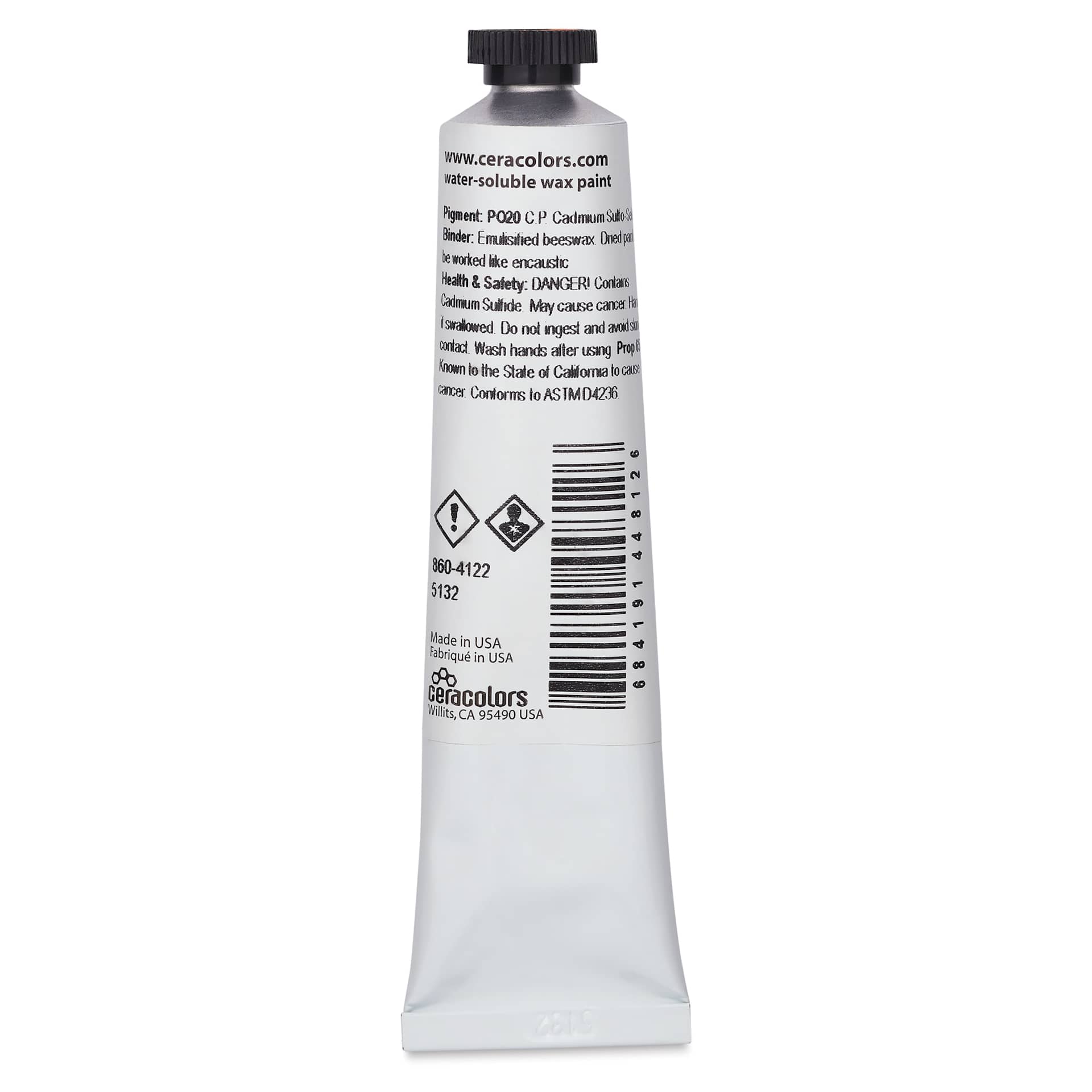 Ceracolors Waterborne Wax Paint - Cadmium Orange, 50 ml - back