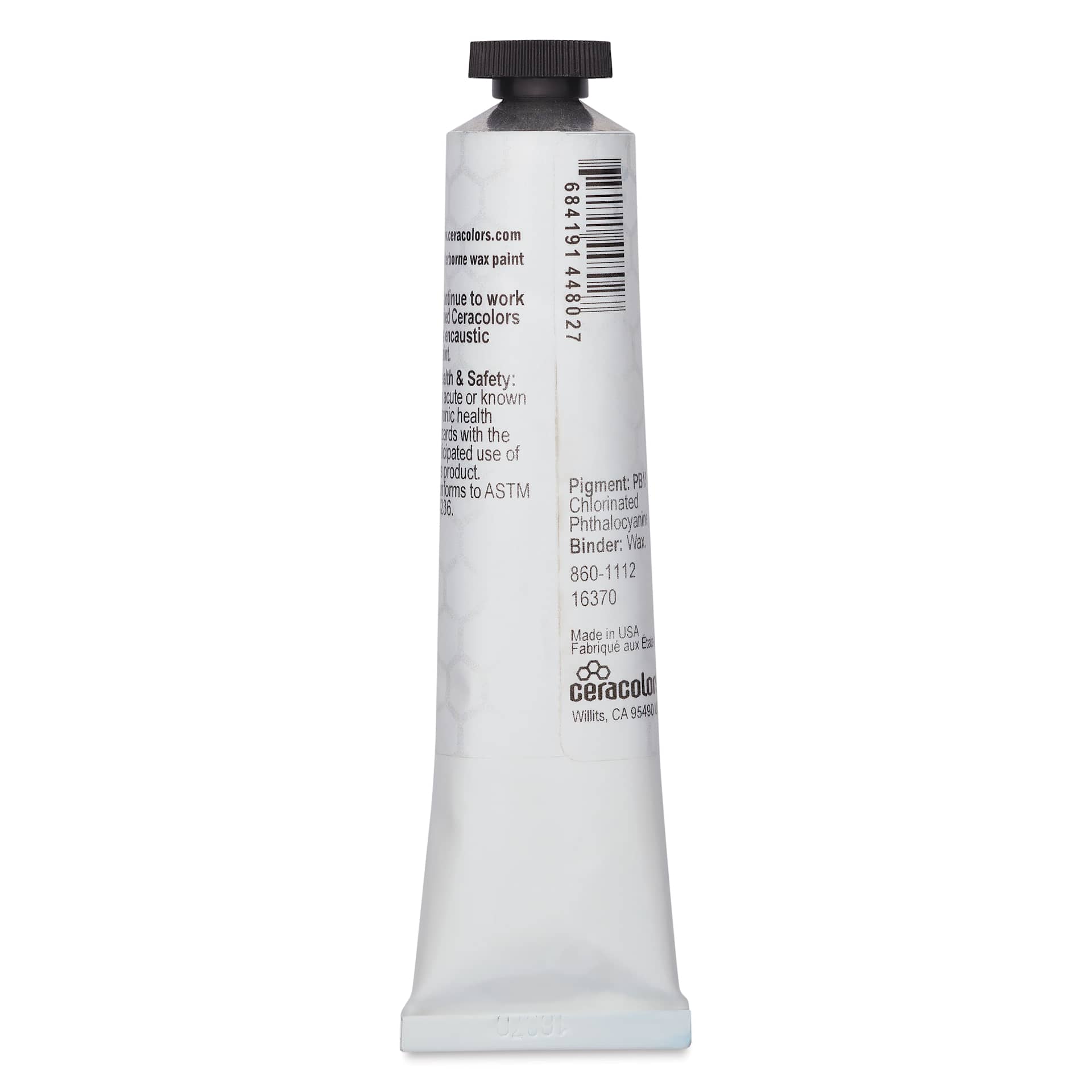Ceracolors Waterborne Wax Paint - Phthalo Blue, 50 ml - back