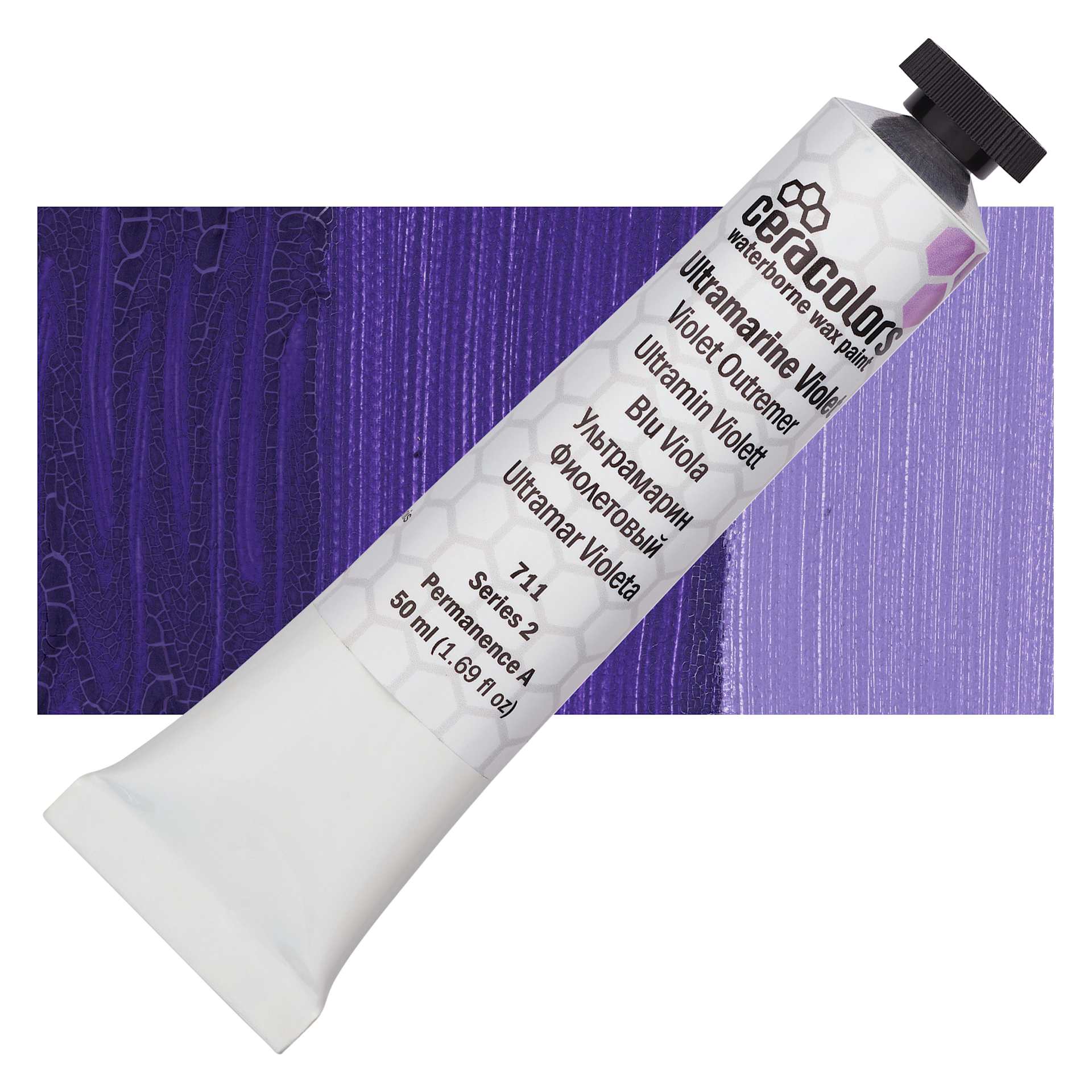 Ceracolors Waterborne Wax Paint - Ultramarine Violet - Tube and Swatch