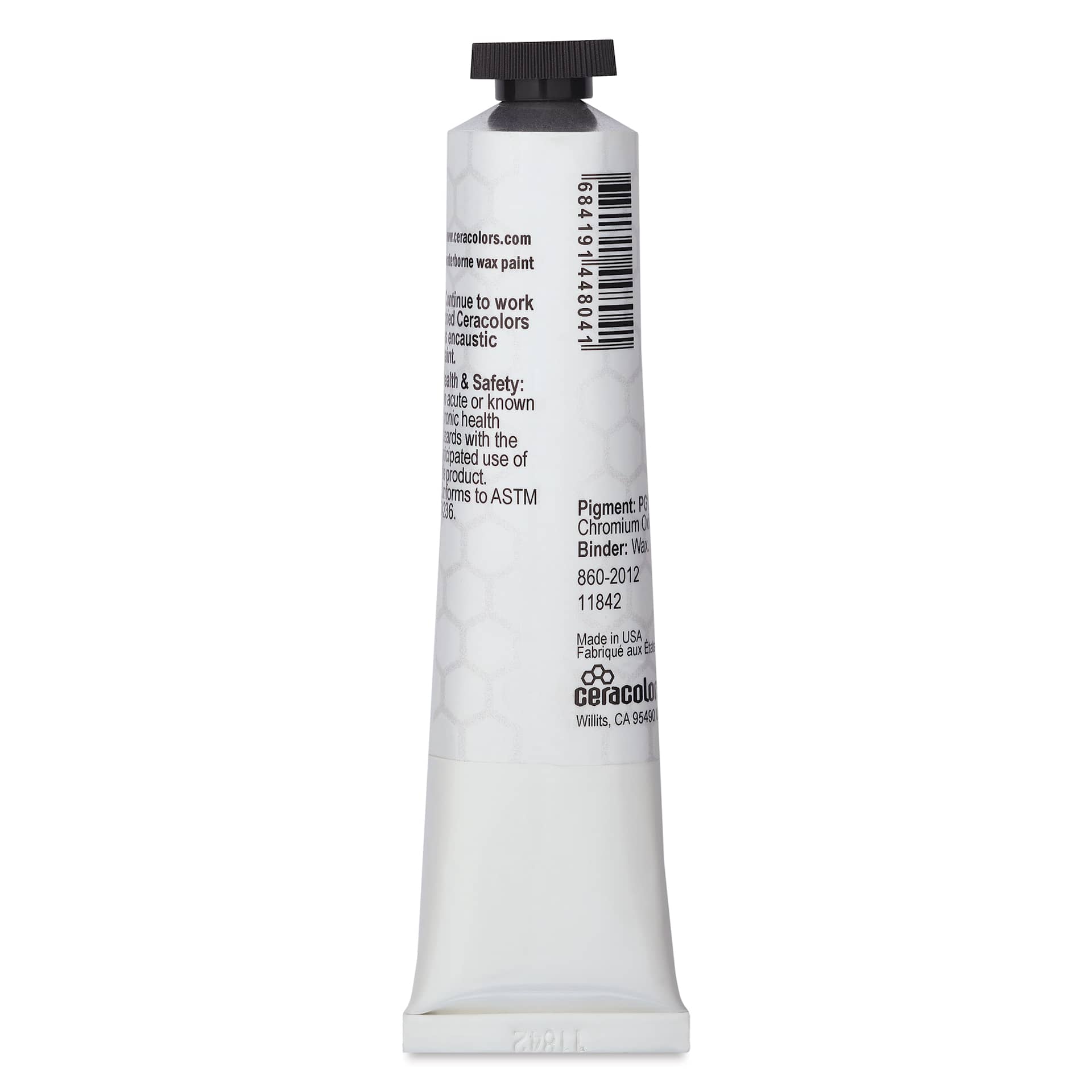 Ceracolors Waterborne Wax Paint - Chromium Green Oxide, 50 ml - back