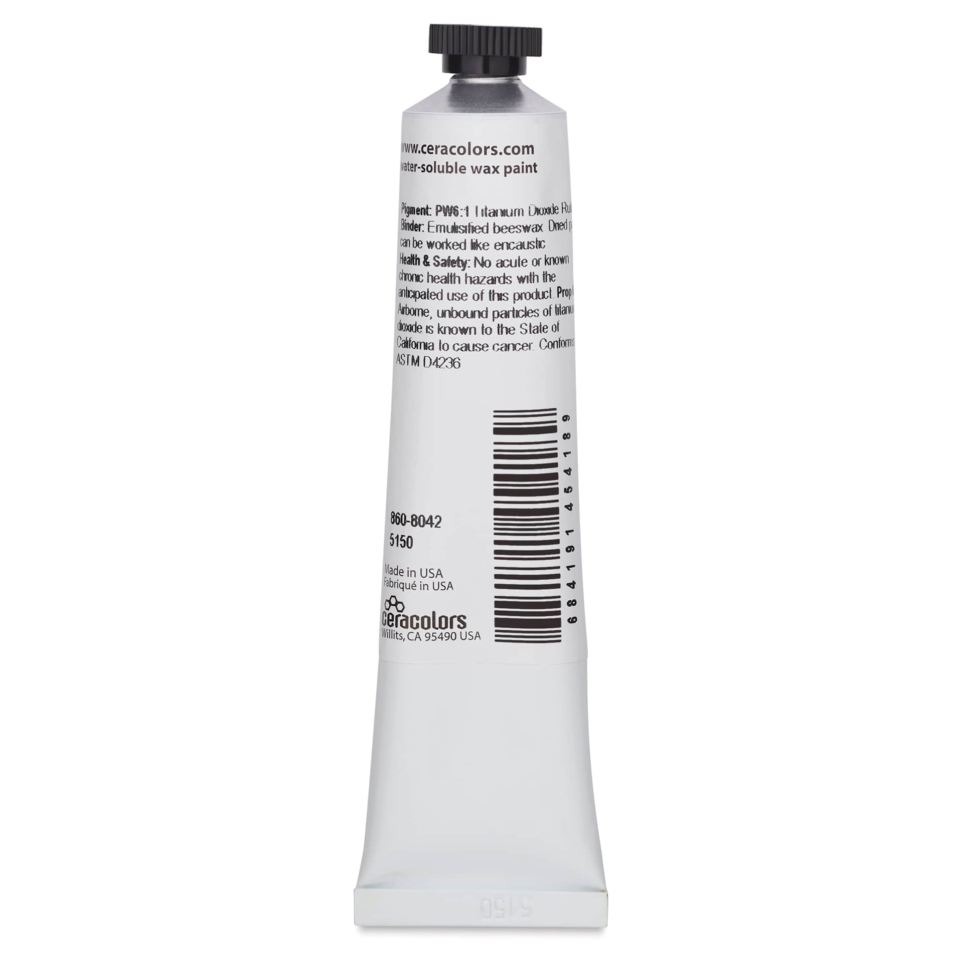 Ceracolors Waterborne Wax Paint - Titanium Buff, 50 ml - back