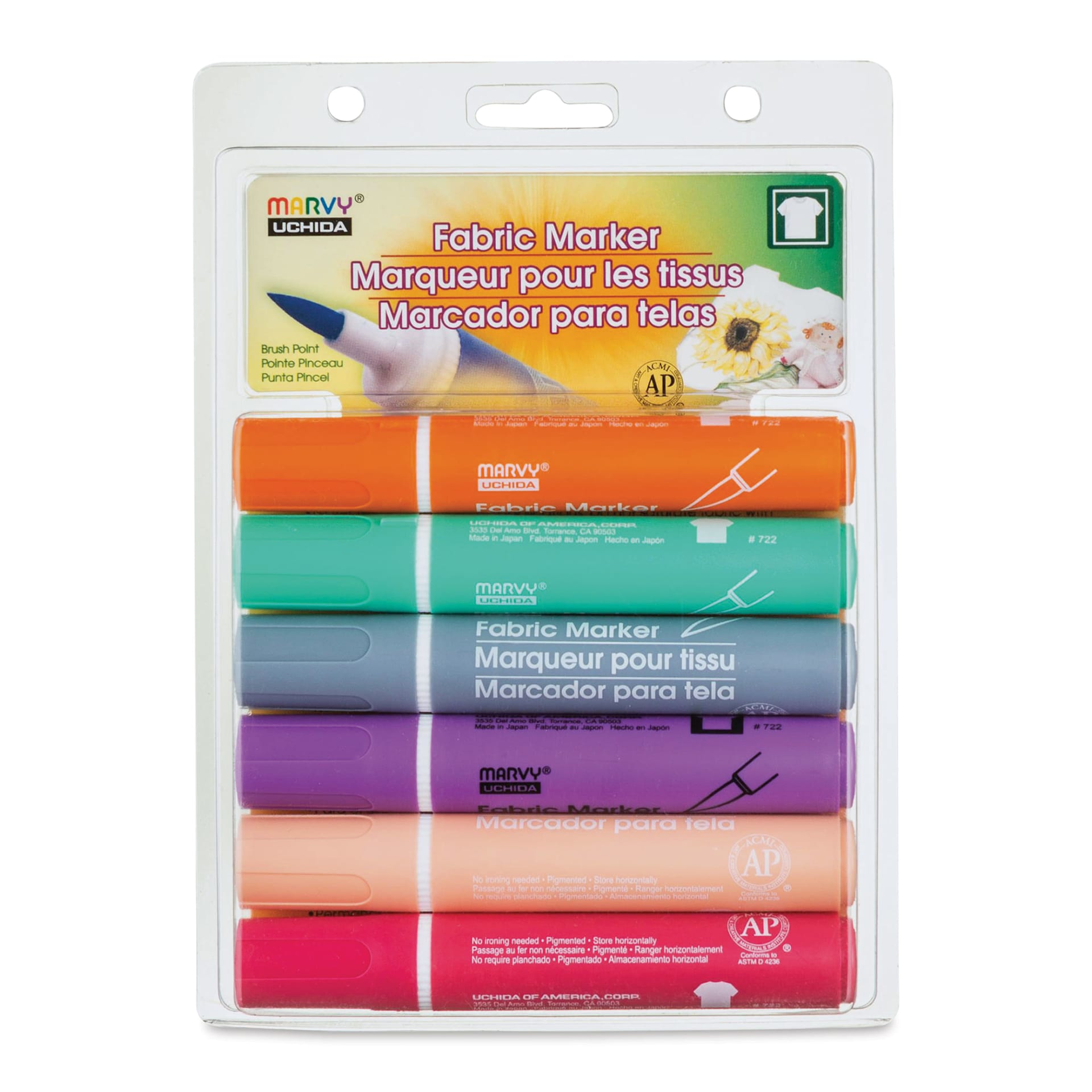 Marvy Fabric Brush Markers - Decorating Colors, front of the packaging