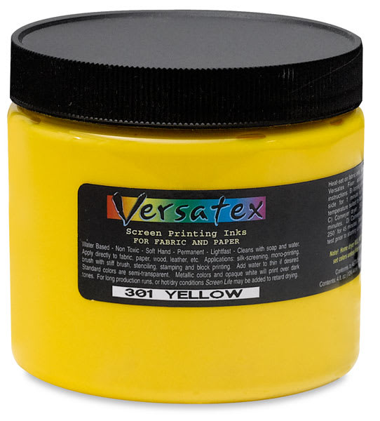 Jacquard Versatex Screen Printing Ink - Front of Yellow 16 Oz Jar