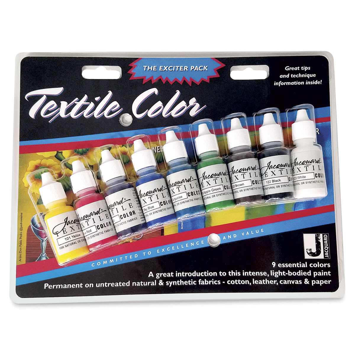 Jacquard Textile Color Exciter Pack -  Nine 1/2 oz Bottles in package