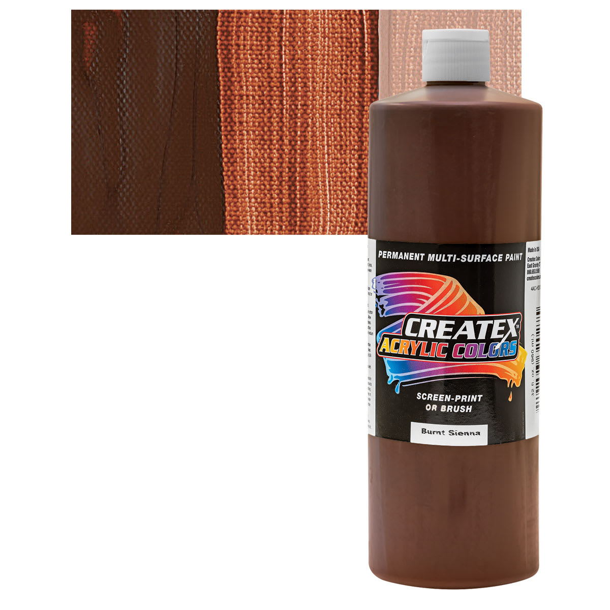 Createx Acrylic - Burnt Sienna, Quart and swatch