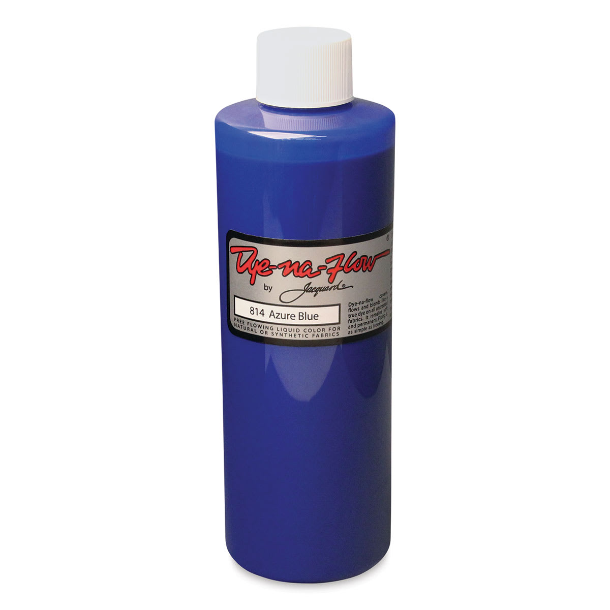 Jacquard Dye-Na-Flow Fabric Color - Front view of Azure Blue 8 oz Bottle