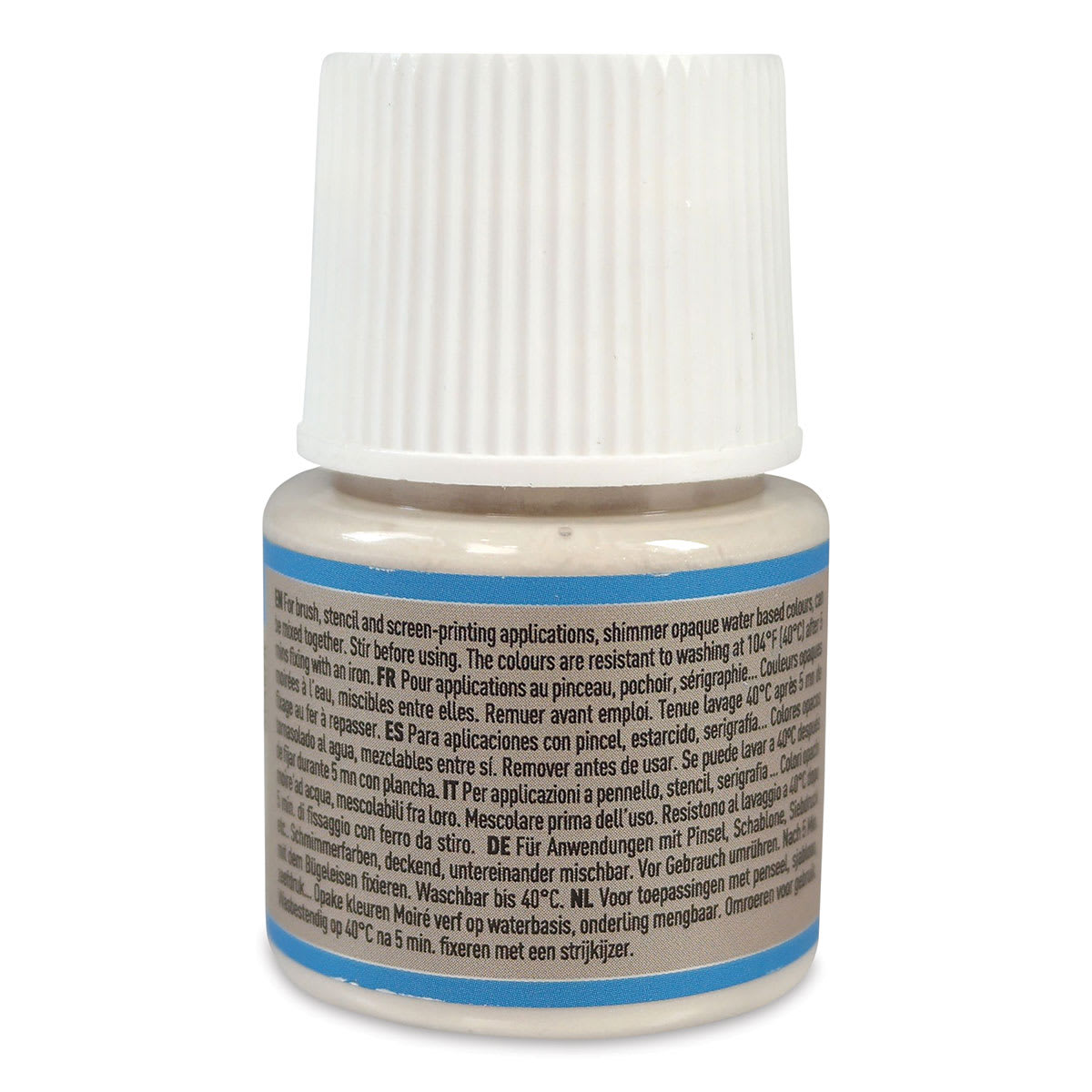 Pebeo Setacolor Fabric Paint - Ivory, Shimmer, 45 ml bottle back
