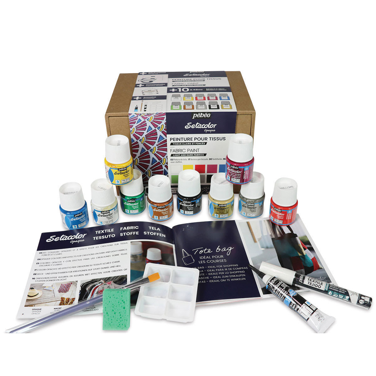 Pebeo Setacolor Fabric Paint - Components of Opaque Collection Set of 10 colors 