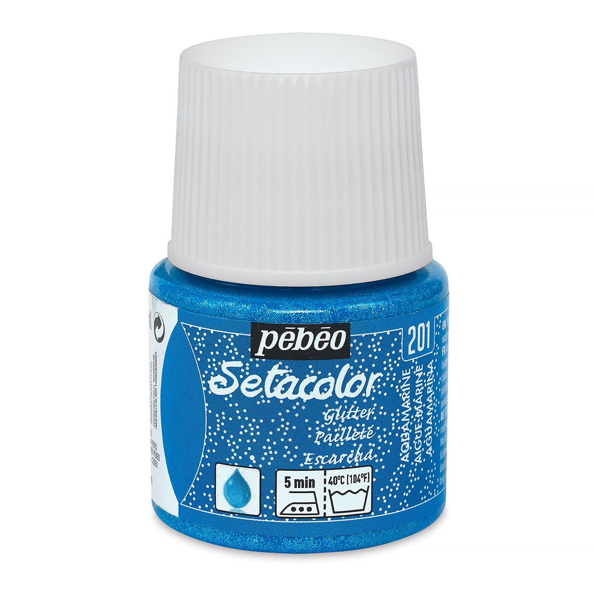 Pebeo Setacolor Fabric Paint - Aquamarine, Glitter, 45ml Bottle
