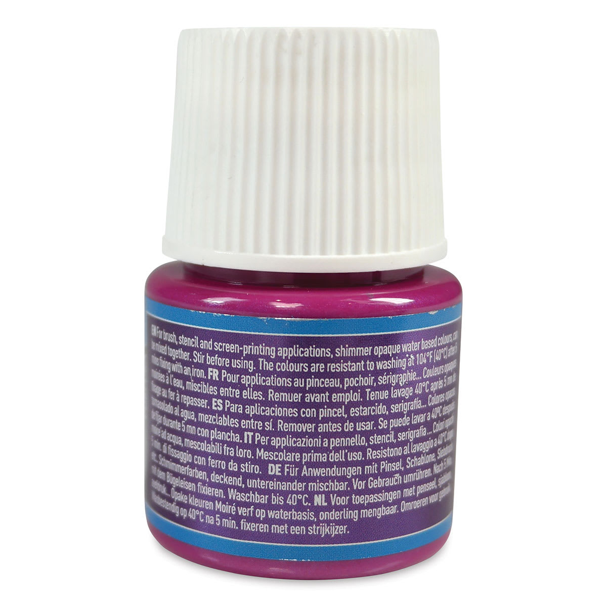 Pebeo Setacolor Fabric Paint - Purple, Shimmer Opaque, 45 ml bottle back