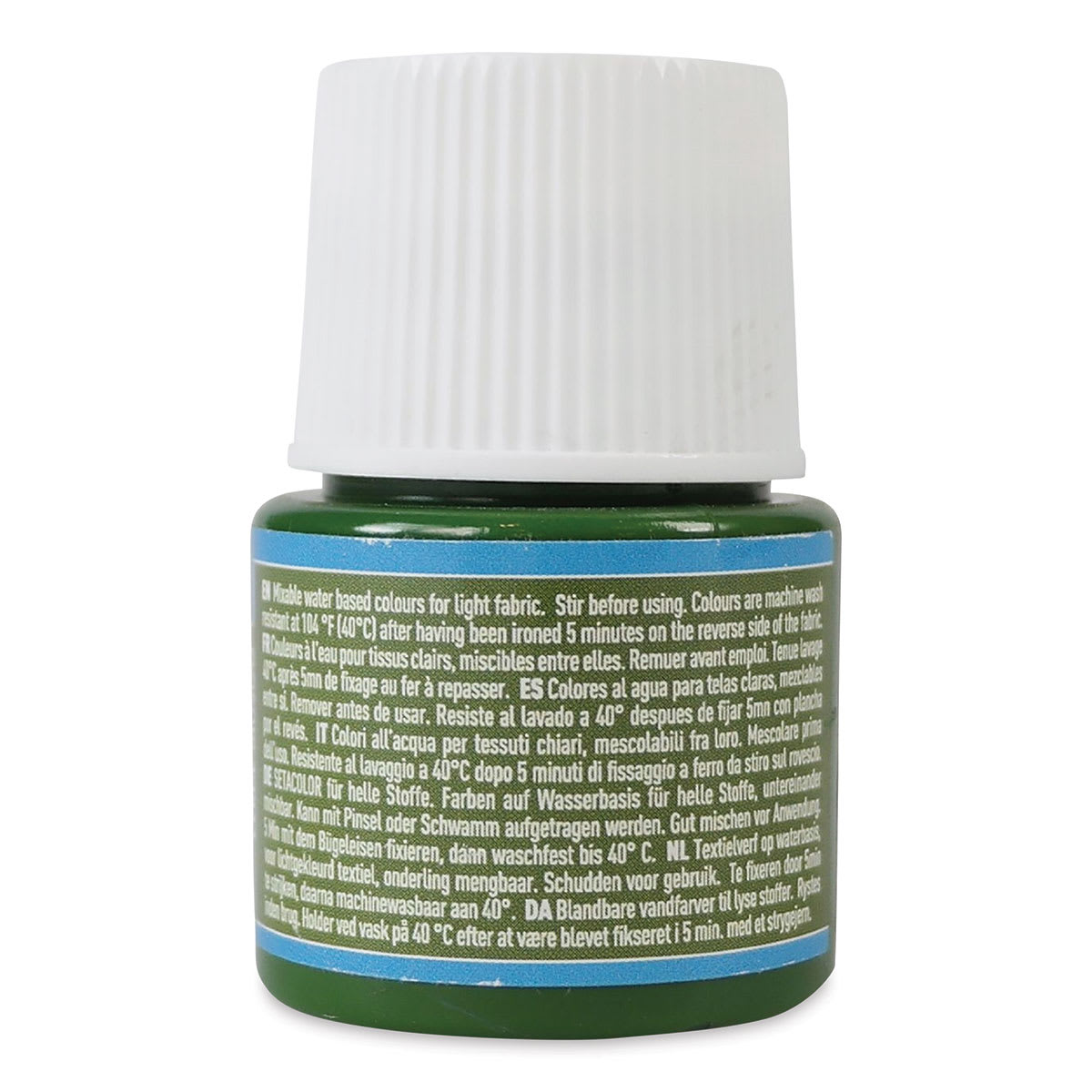 Pebeo Setacolor Fabric Paint - Moss Green, Light Fabric, 45 ml bottle back