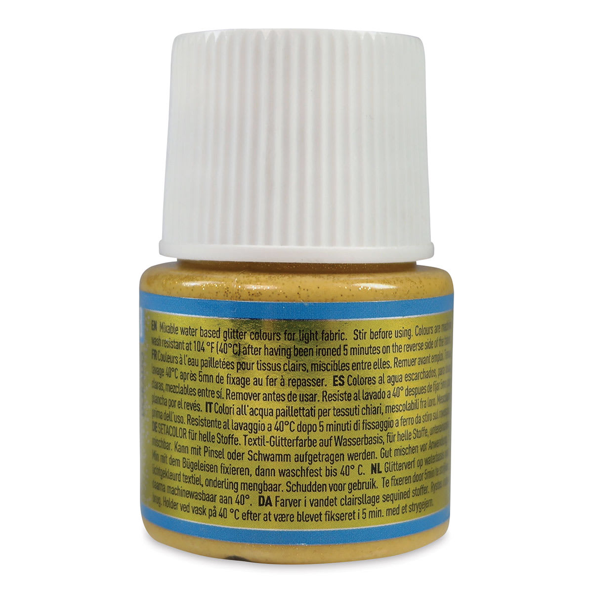 Pebeo Setacolor Fabric Paint - Gold, Light Fabric Glitter, 45 ml bottle back