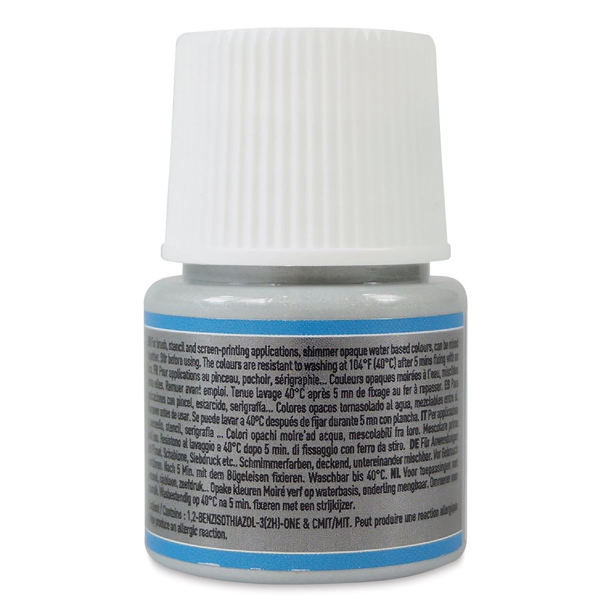 Pebeo Setacolor Fabric Paint - Silver, Shimmer Opaque, 45 ml bottle back