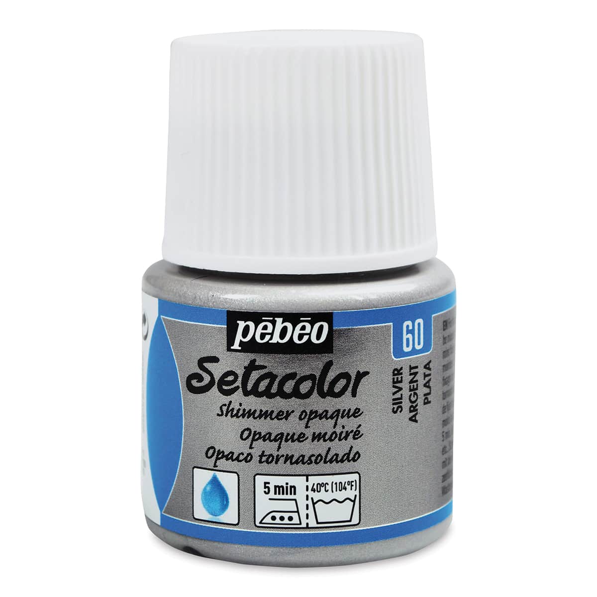 Pebeo Setacolor Fabric Paint - Silver, Shimmer Opaque, 45 ml bottle