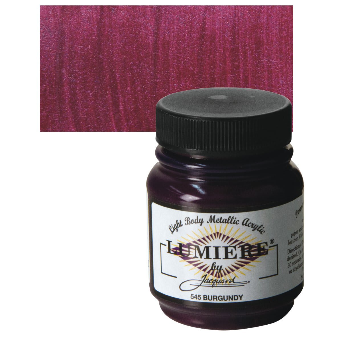 Jacquard Lumiere Acrylic - Burgundy, 2.25 oz jar and swatch