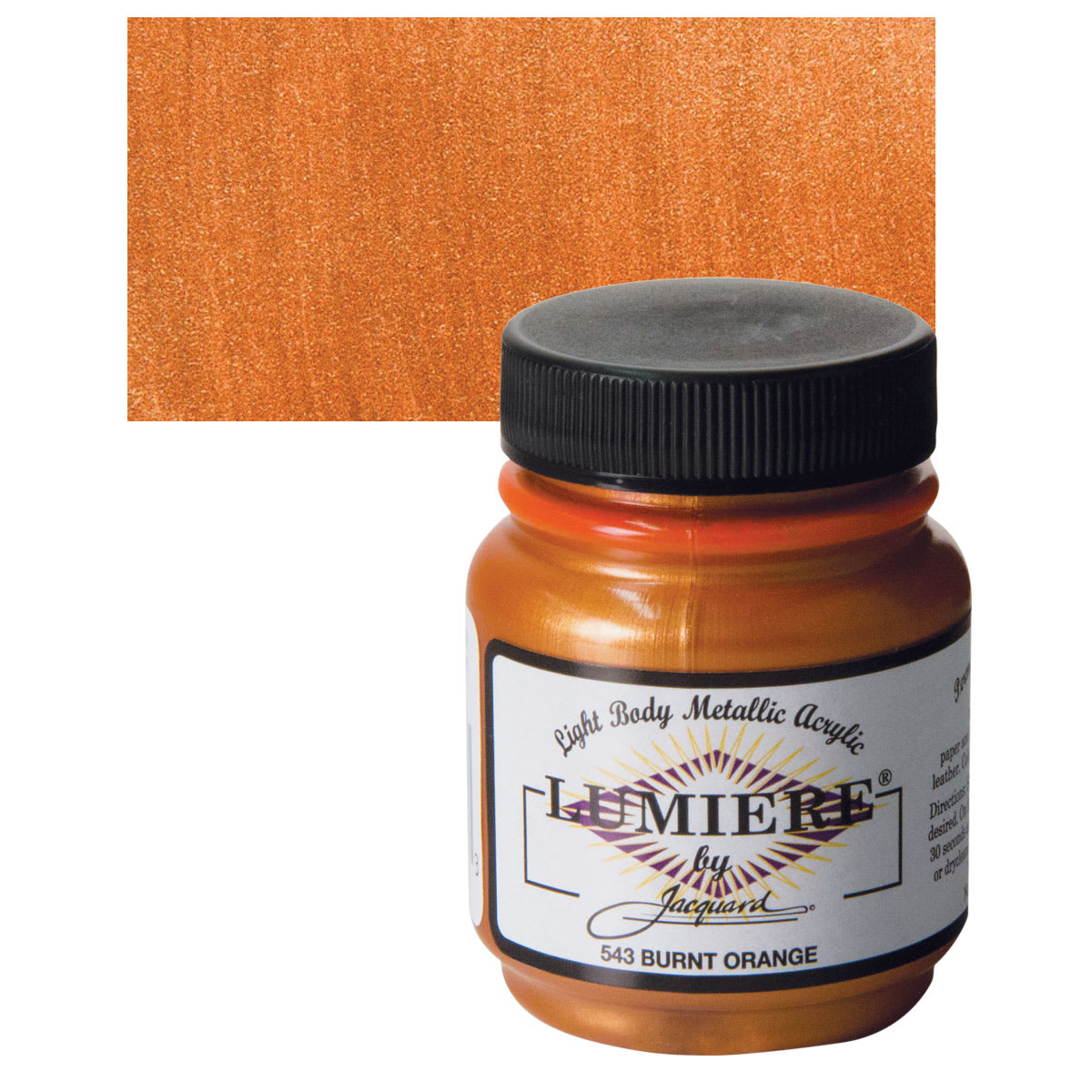 Jacquard Lumiere Acrylic - Burnt Orange, 2.25 oz jar and swatch
