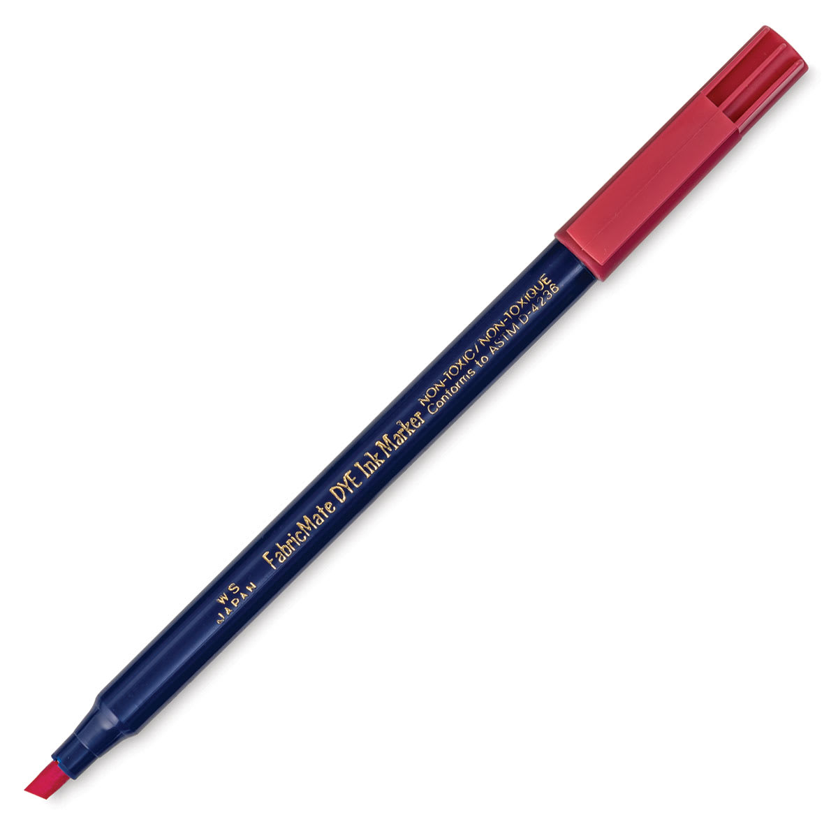 Yasutomo FabricMate Dye Ink Marker - Magenta, Chisel Tip, marker with cap off