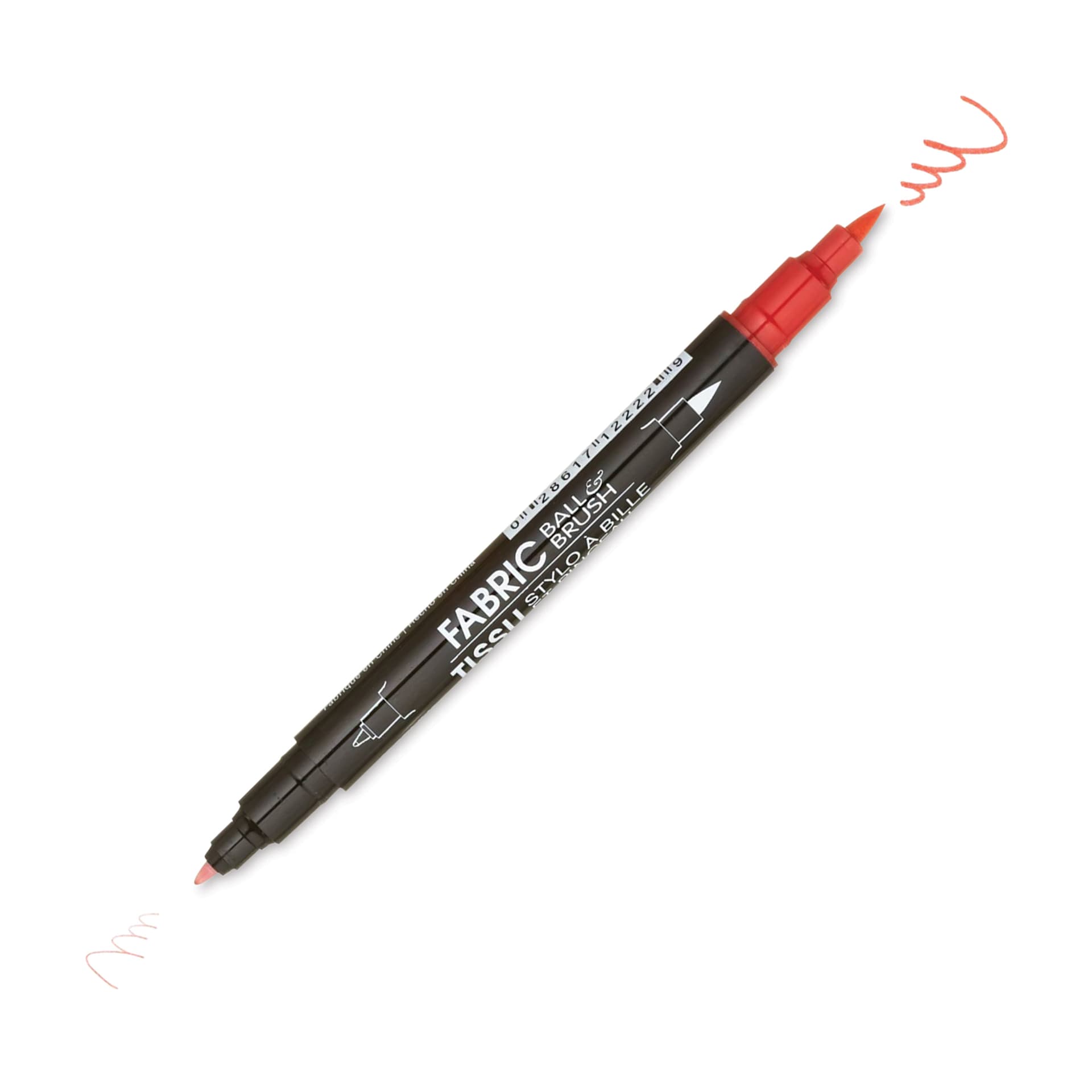 Marvy Uchida Dual-Tipped Ball & Brush Fabric Marker - Red
