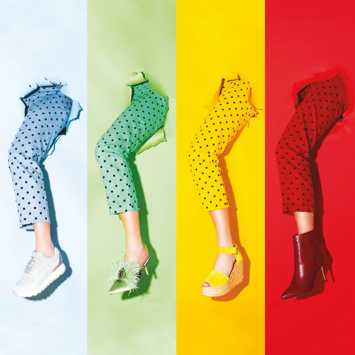 Rit Dye Powder -4 pr of Pants each dyed blue, green, yellow, and red