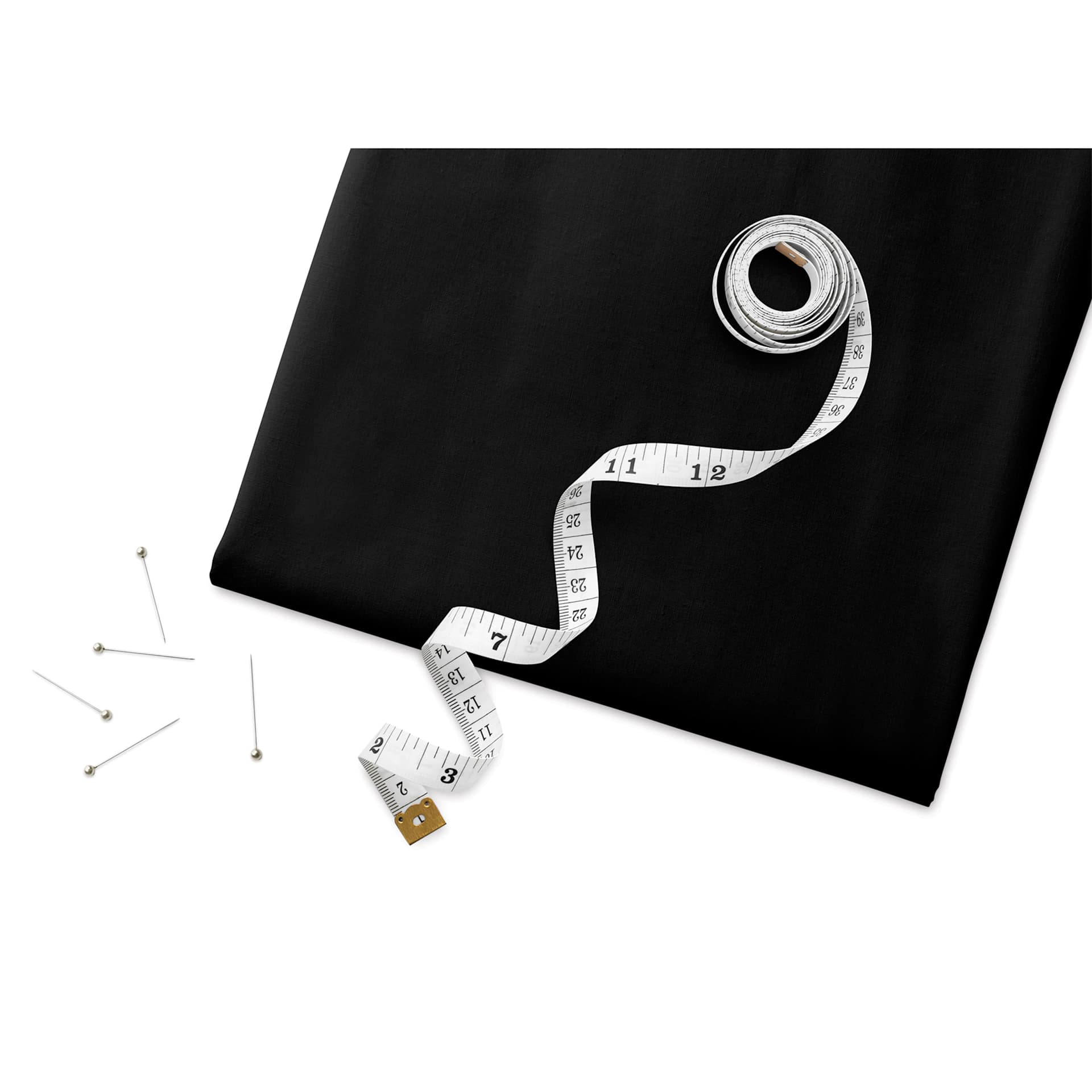 Fabric Palette Pre-Cut Cotton Fabric - Black, 1 yd with tape measure and pins (sold separately)