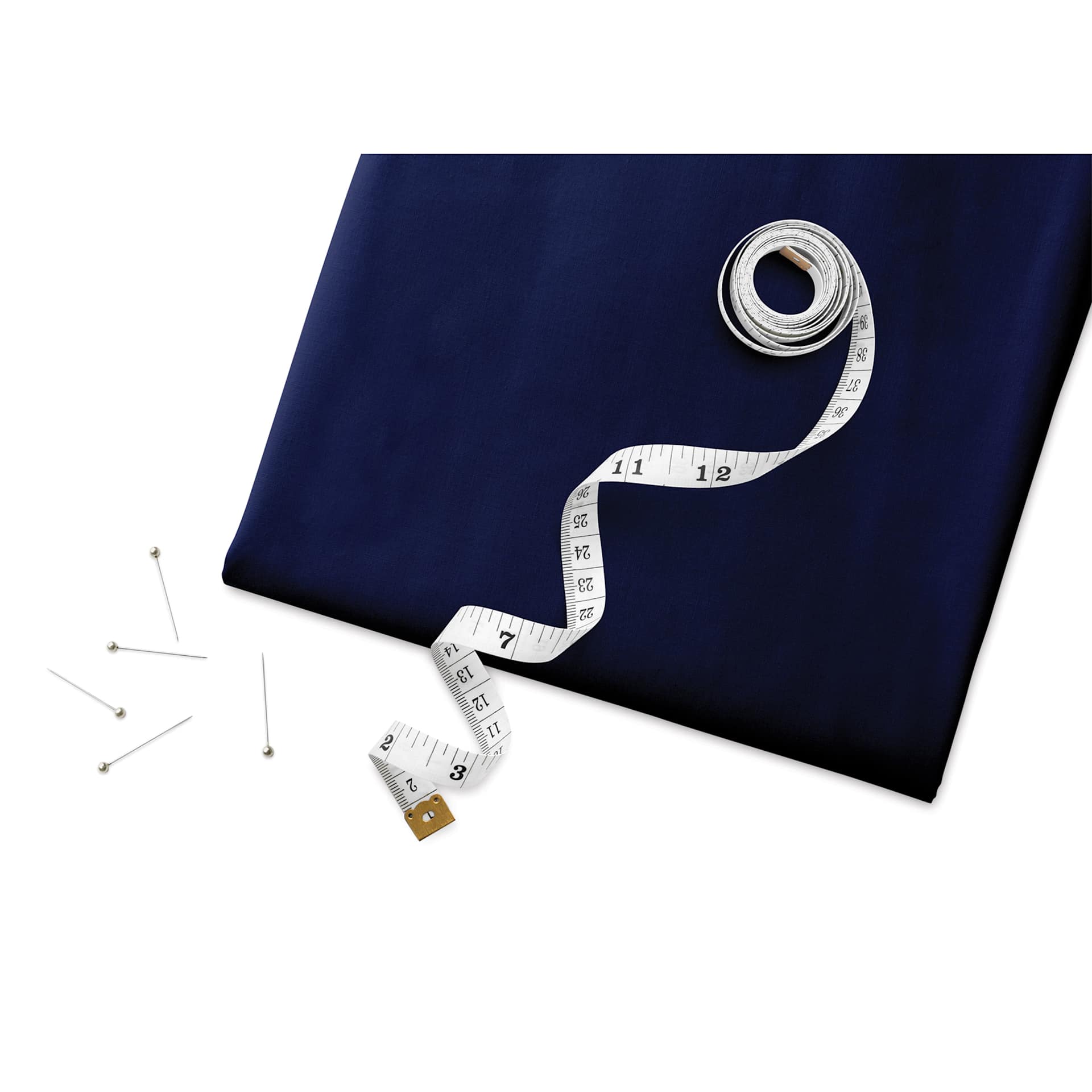 Fabric Palette Pre-Cut Cotton Fabric - Navy, 1 yd with tape measure and pins (sold separately)
