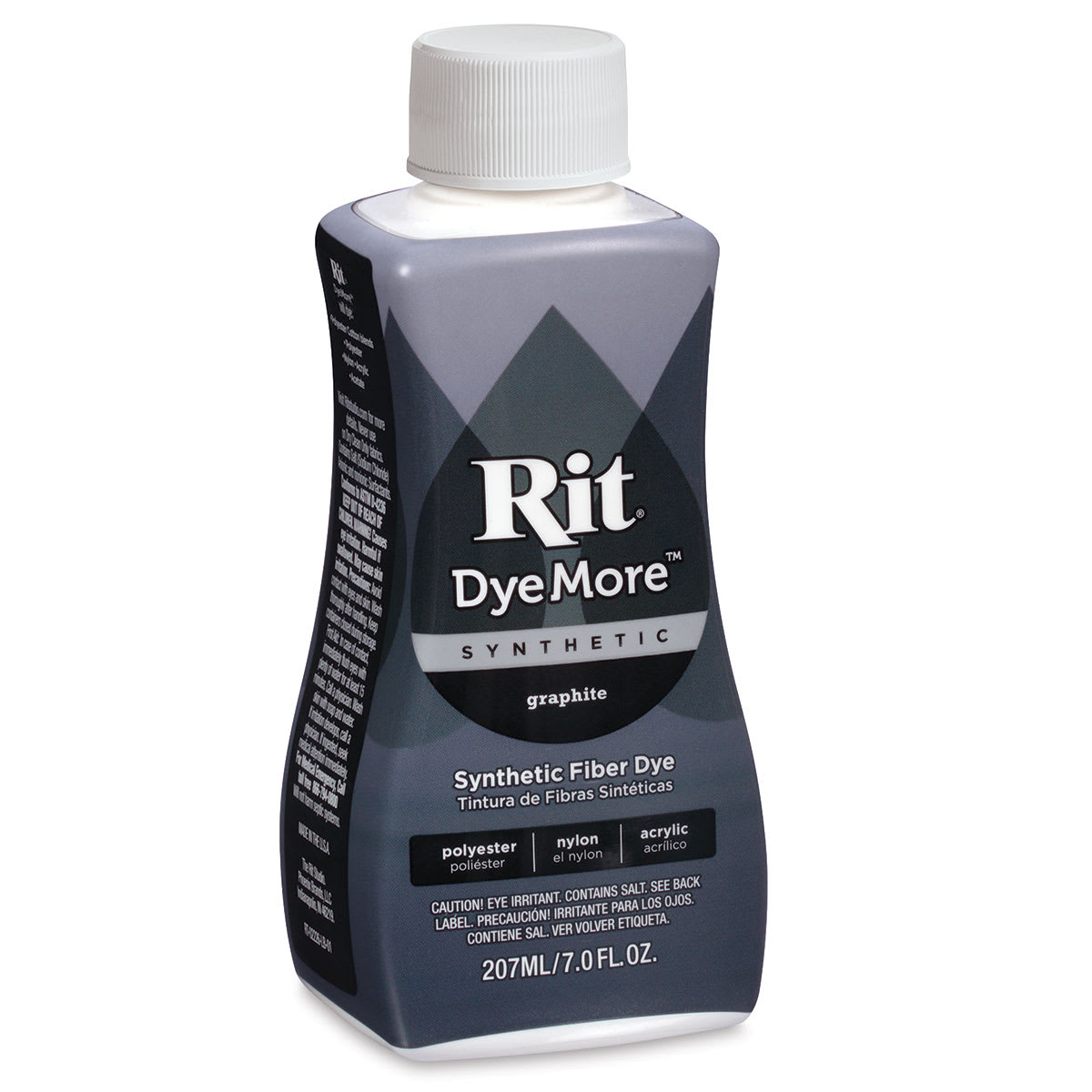 Rit DyeMore Synthetic Fiber Dye - Graphite, 7 oz, front of the bottle