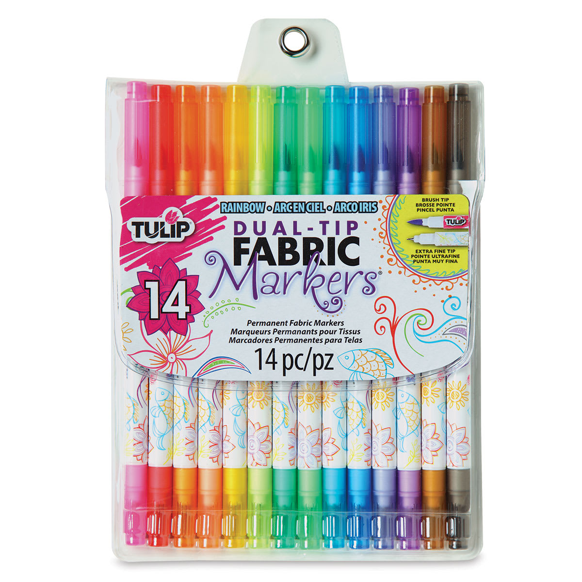 Tulip Dual-Tip Fabric Markers - Front of package showing markers and label