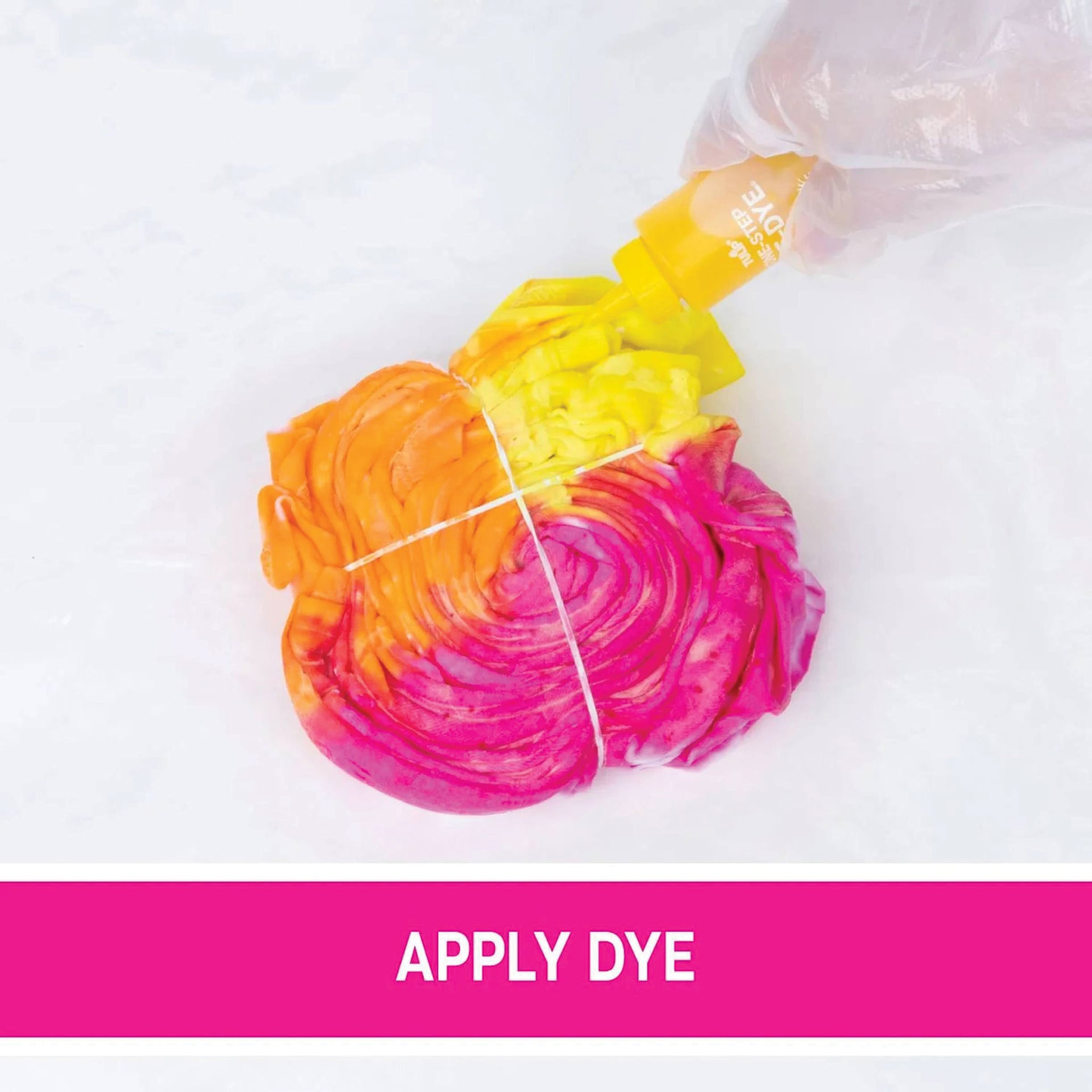 Tulip One-Step Tie-Dye Kit - Glow-in-the-Dark, Kit of 5 Colors (apply dye instruction step visual)