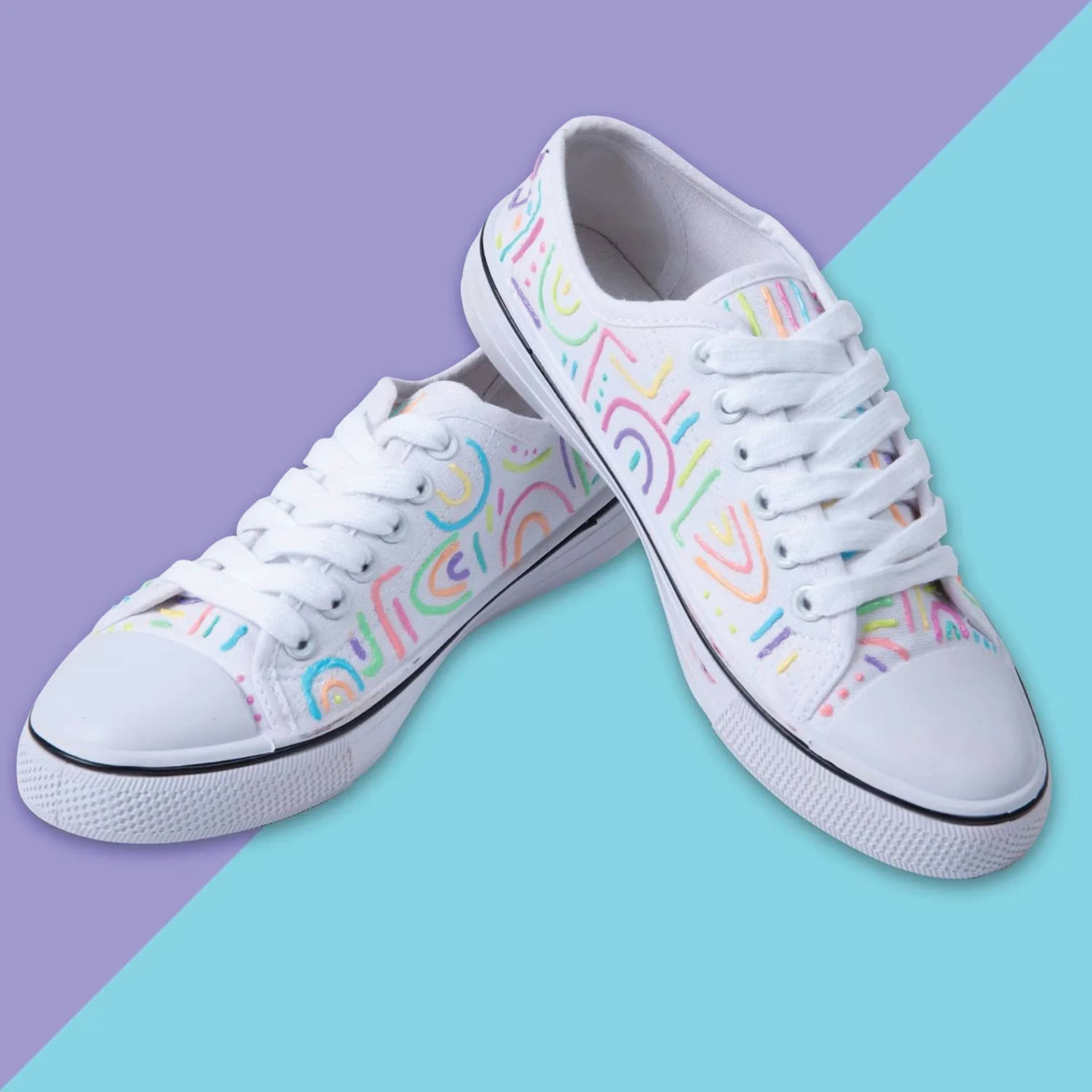 Tulip Dimensional Fabric Paint Set - Puff Pastel, Set of 10 (shoes project example)