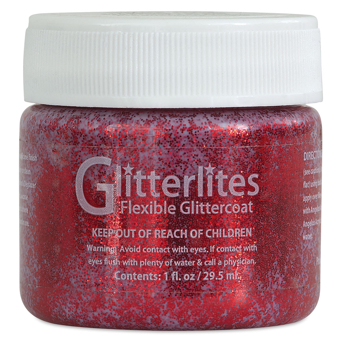 Angelus Glitterlites Flexible Glittercoat Paint - Ruby Red, 1 oz