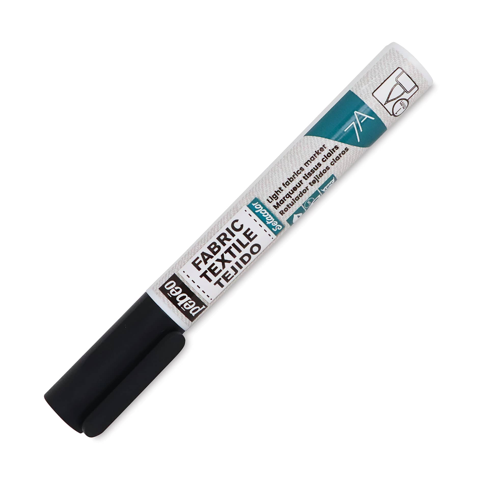 Pebeo 7A Light Fabric Brush Marker - Black, 1 mm (Cap on)