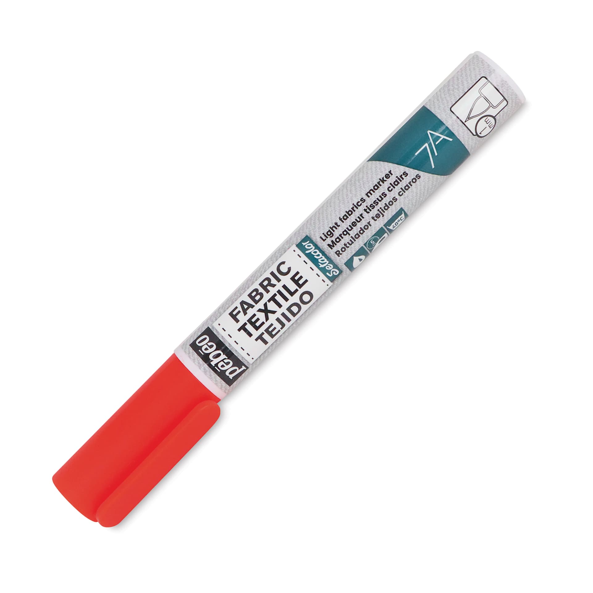 Pebeo 7A Light Fabric Brush Marker - Red, 1 mm (Cap on)