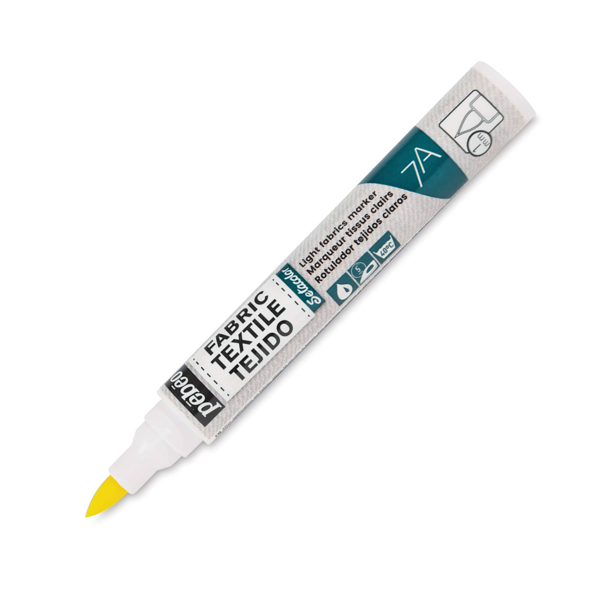 Pebeo 7A Light Fabric Brush Marker - Yellow, 1 mm (Cap off)