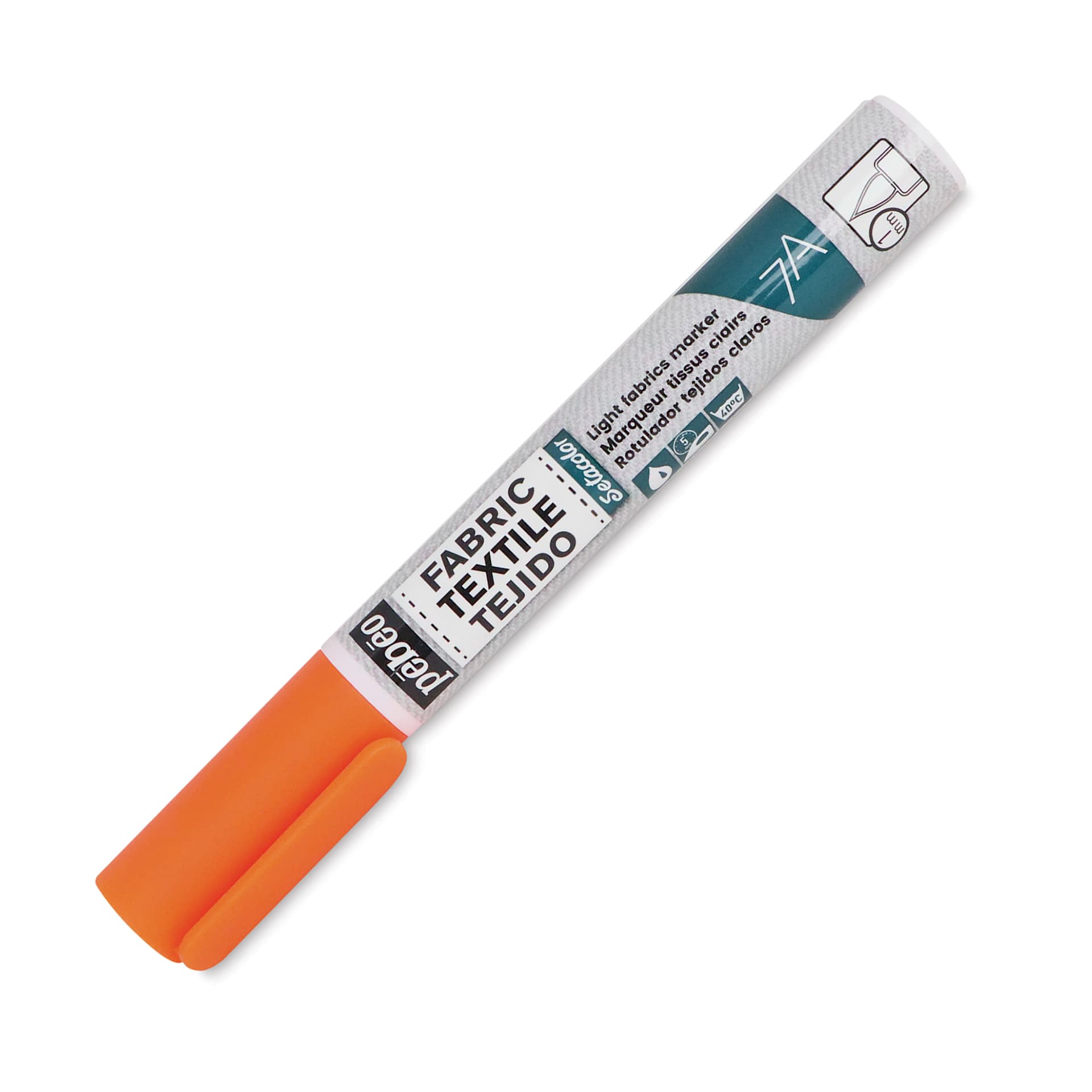 Pebeo 7A Light Fabric Brush Marker - Orange, 1 mm (Cap on)