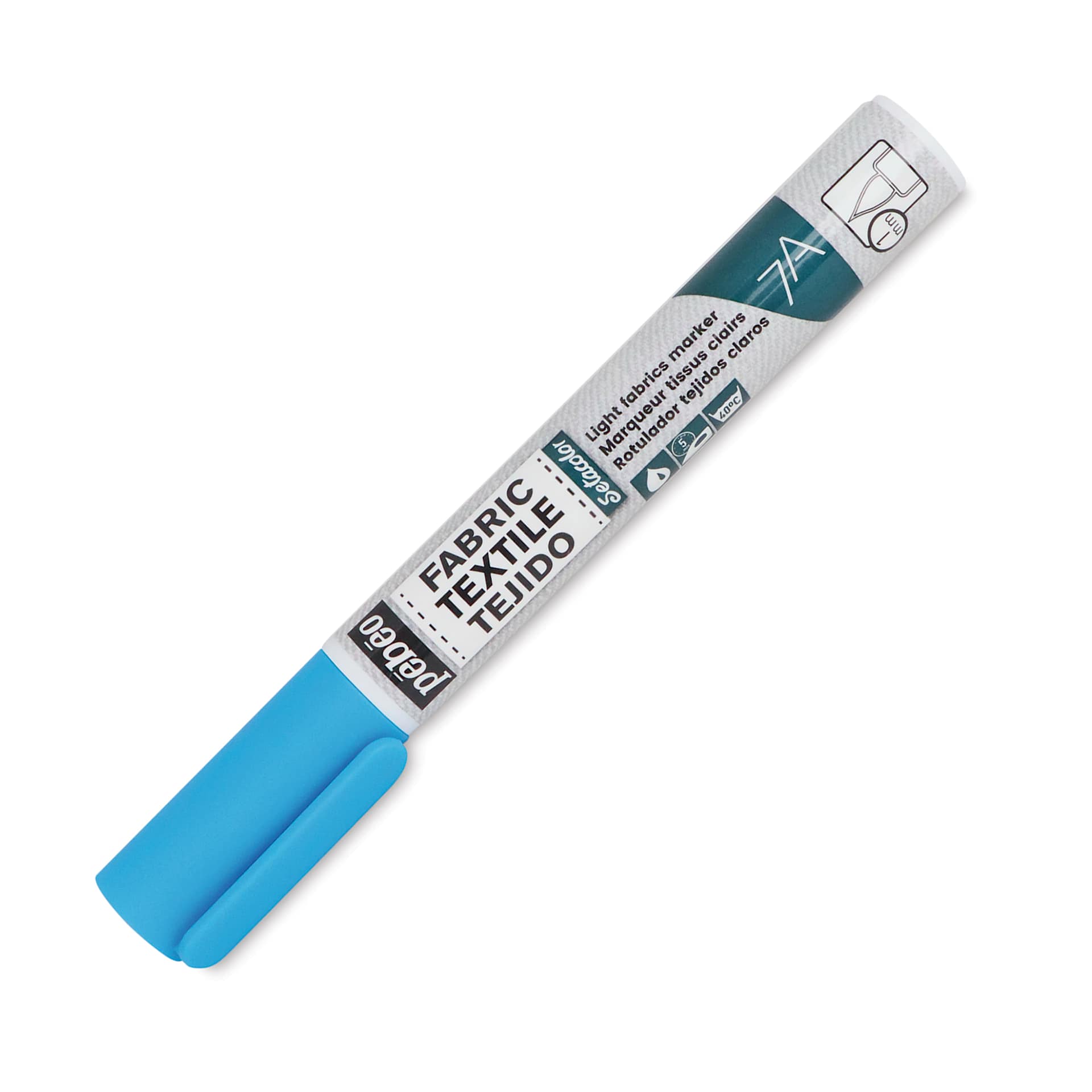 Pebeo 7A Light Fabric Brush Marker - Light Blue, 1 mm (Cap on)