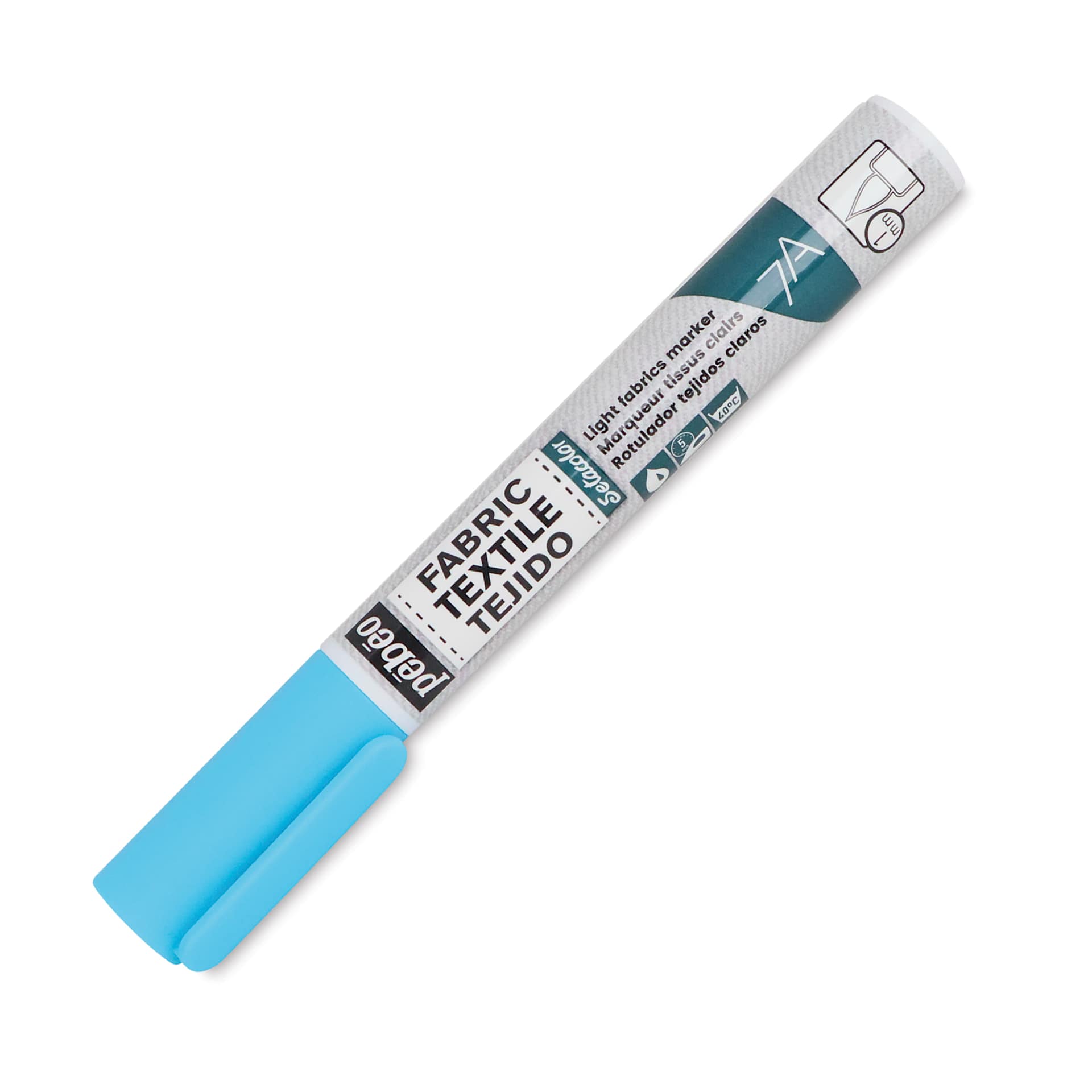 Pebeo 7A Light Fabric Brush Marker - Fluorescent Blue, 1 mm (Cap on)