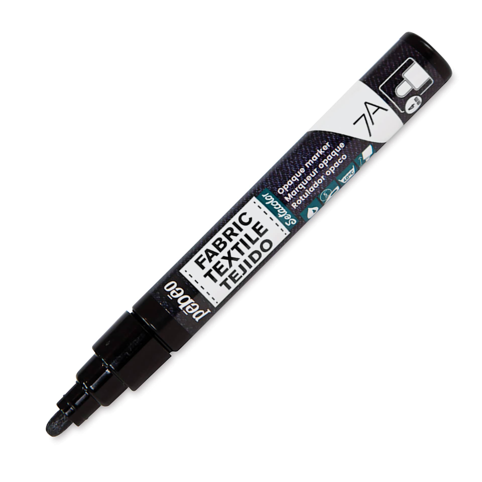 Pebeo 7A Opaque Fabric Marker - Black, 4 mm (Cap off)