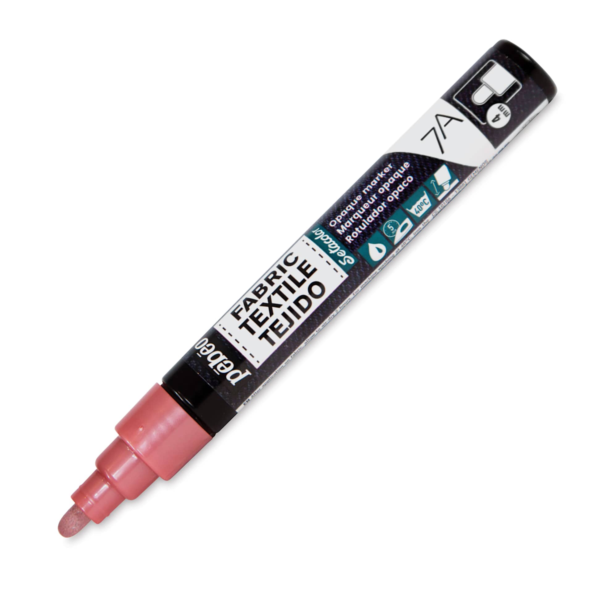 Pebeo 7A Opaque Fabric Marker - Copper Pink, 4 mm (Cap off)