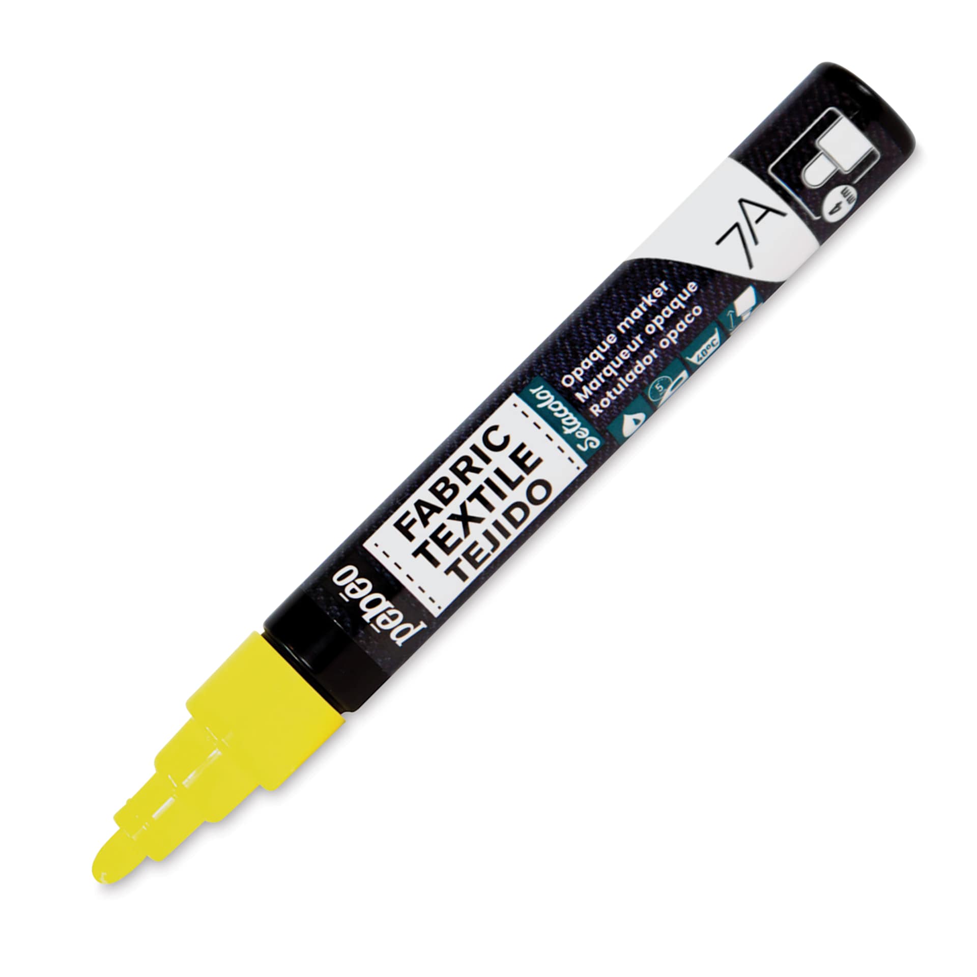 Pebeo 7A Opaque Fabric Marker - Yellow, 4 mm (Cap off)