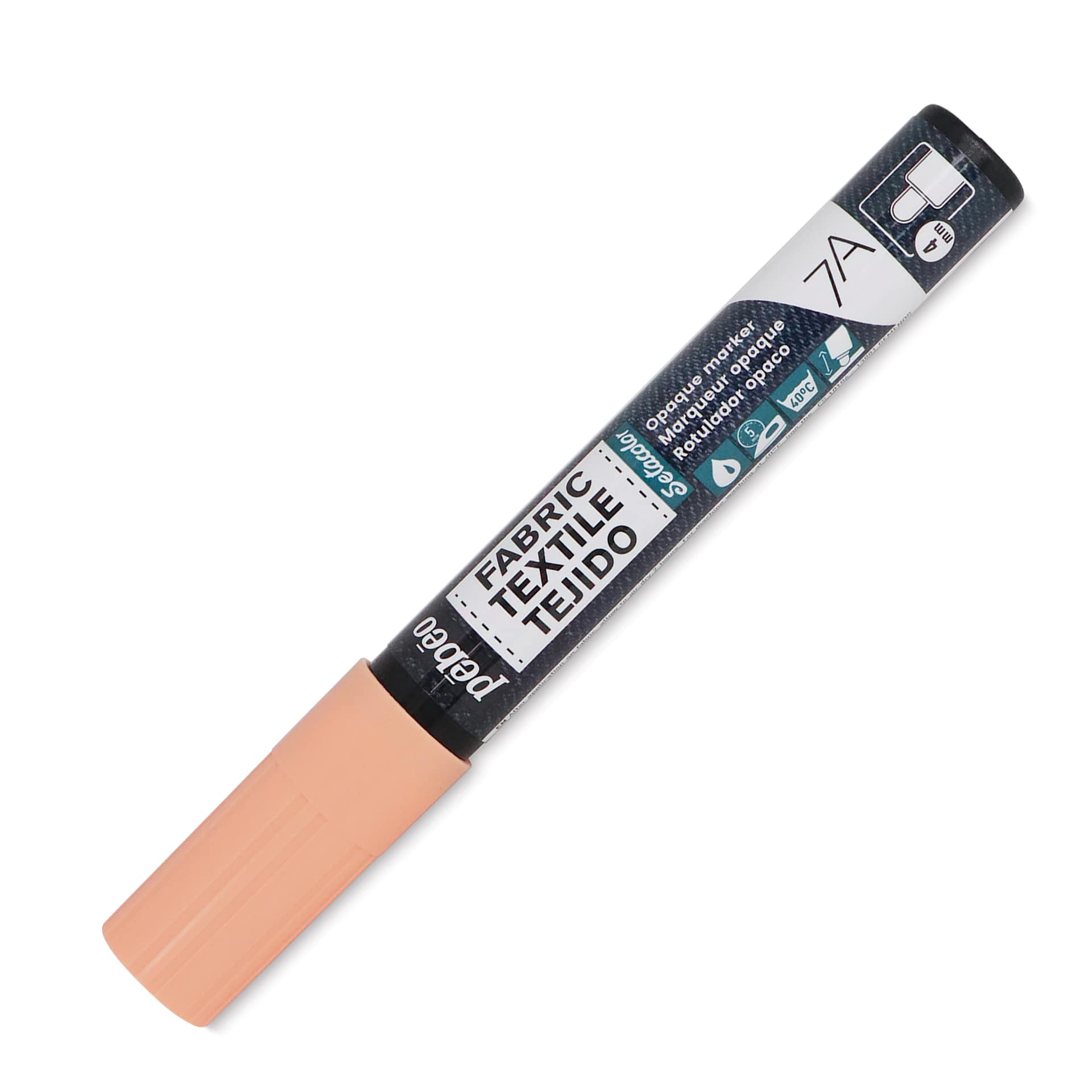 Pebeo 7A Opaque Fabric Marker - Pastel Orange, 4 mm (Cap on)